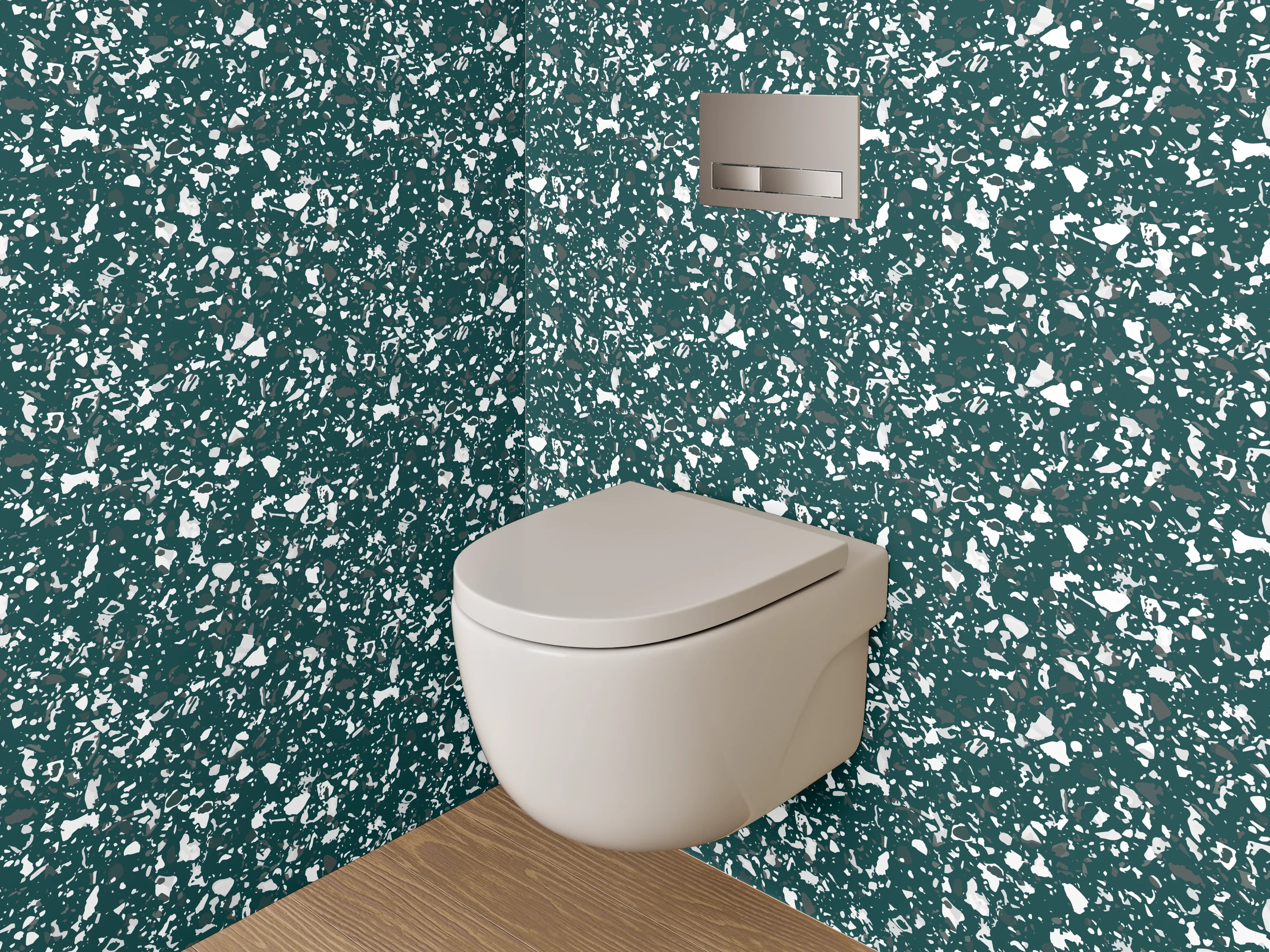 WC-Rückwand - Florales Muster in Grün Weiß