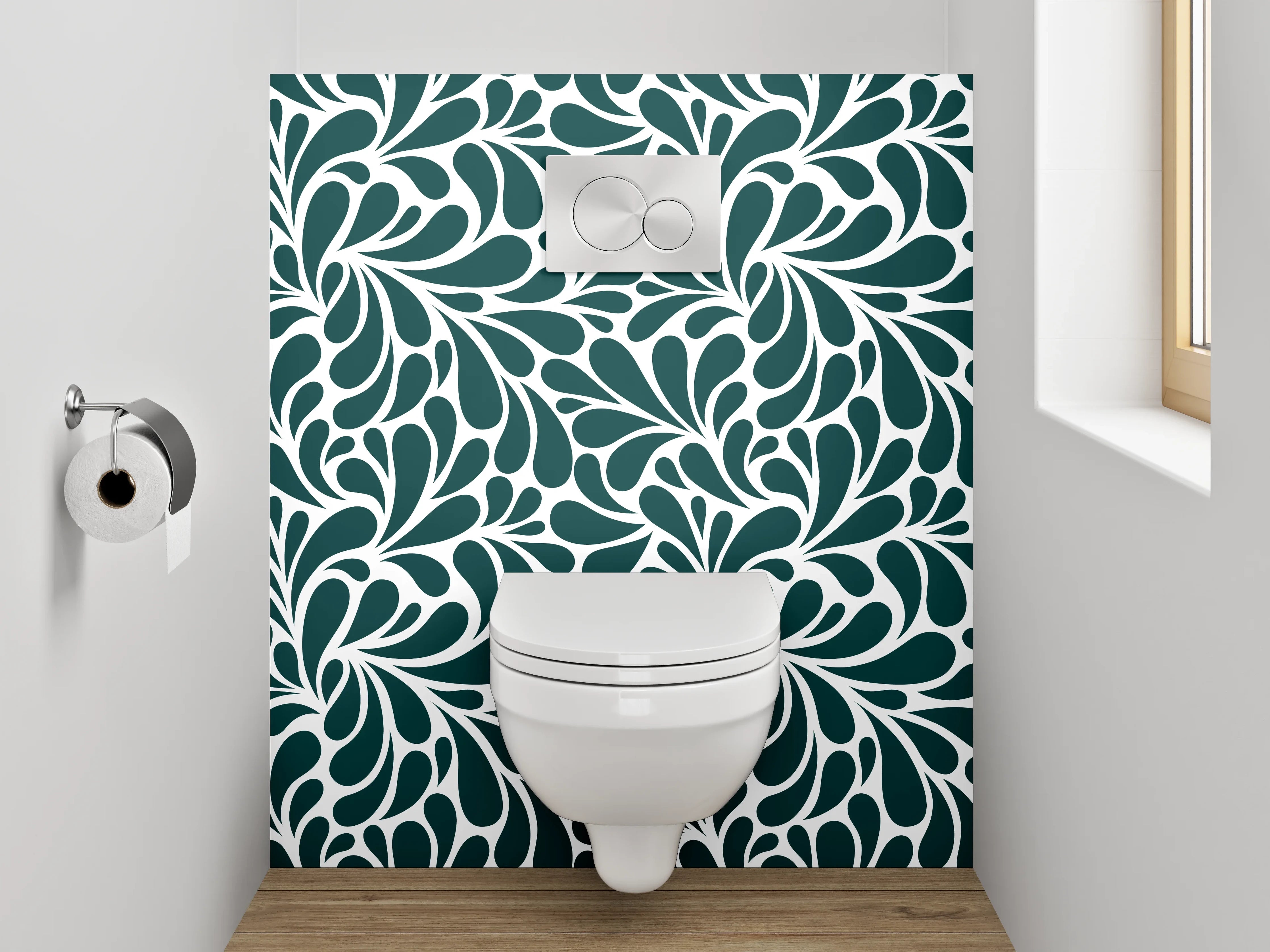 WC-Rückwand - Florales Ornament Retro Tapetenmuster