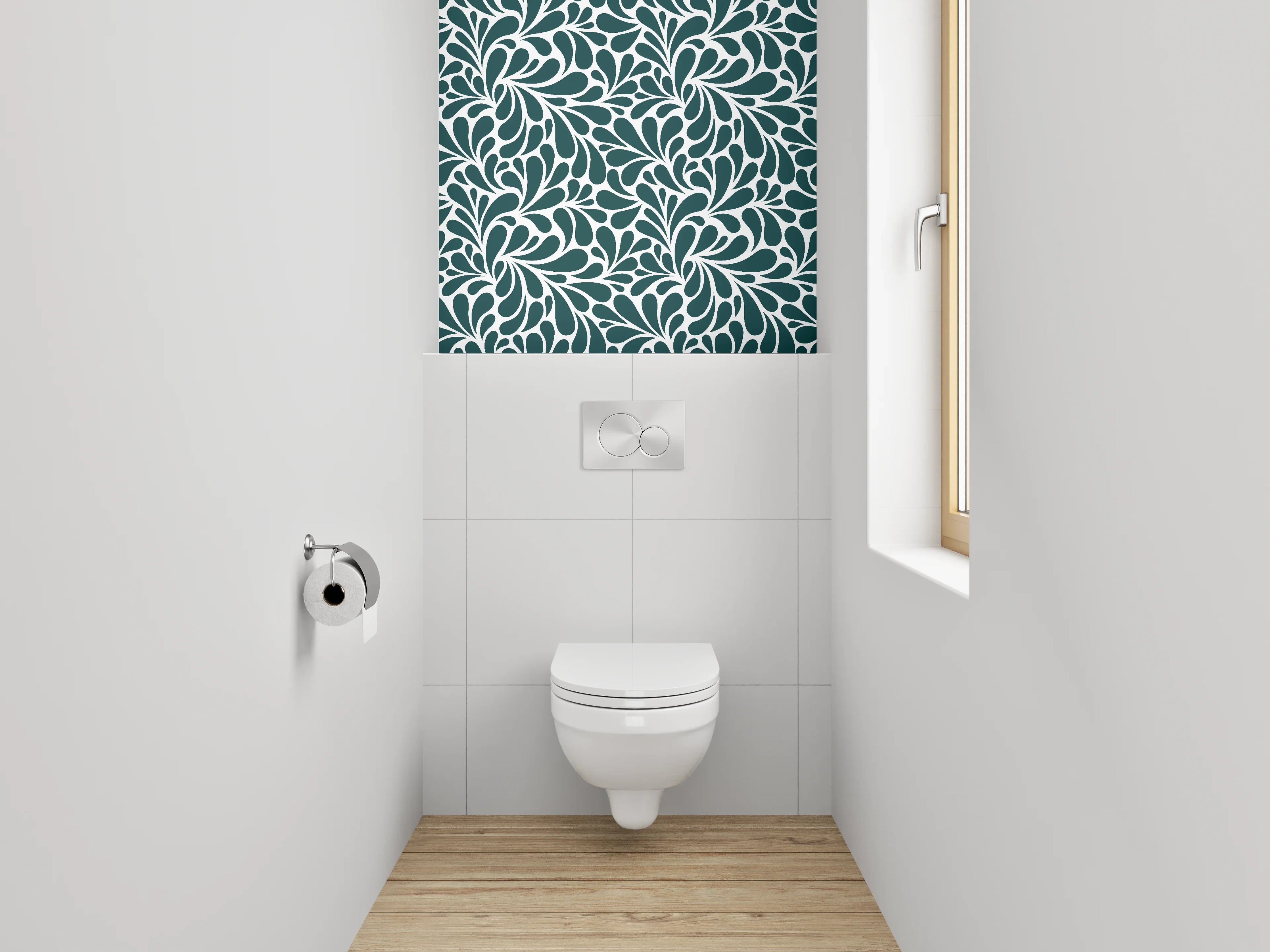 WC-Rückwand - Florales Ornament Retro Tapetenmuster
