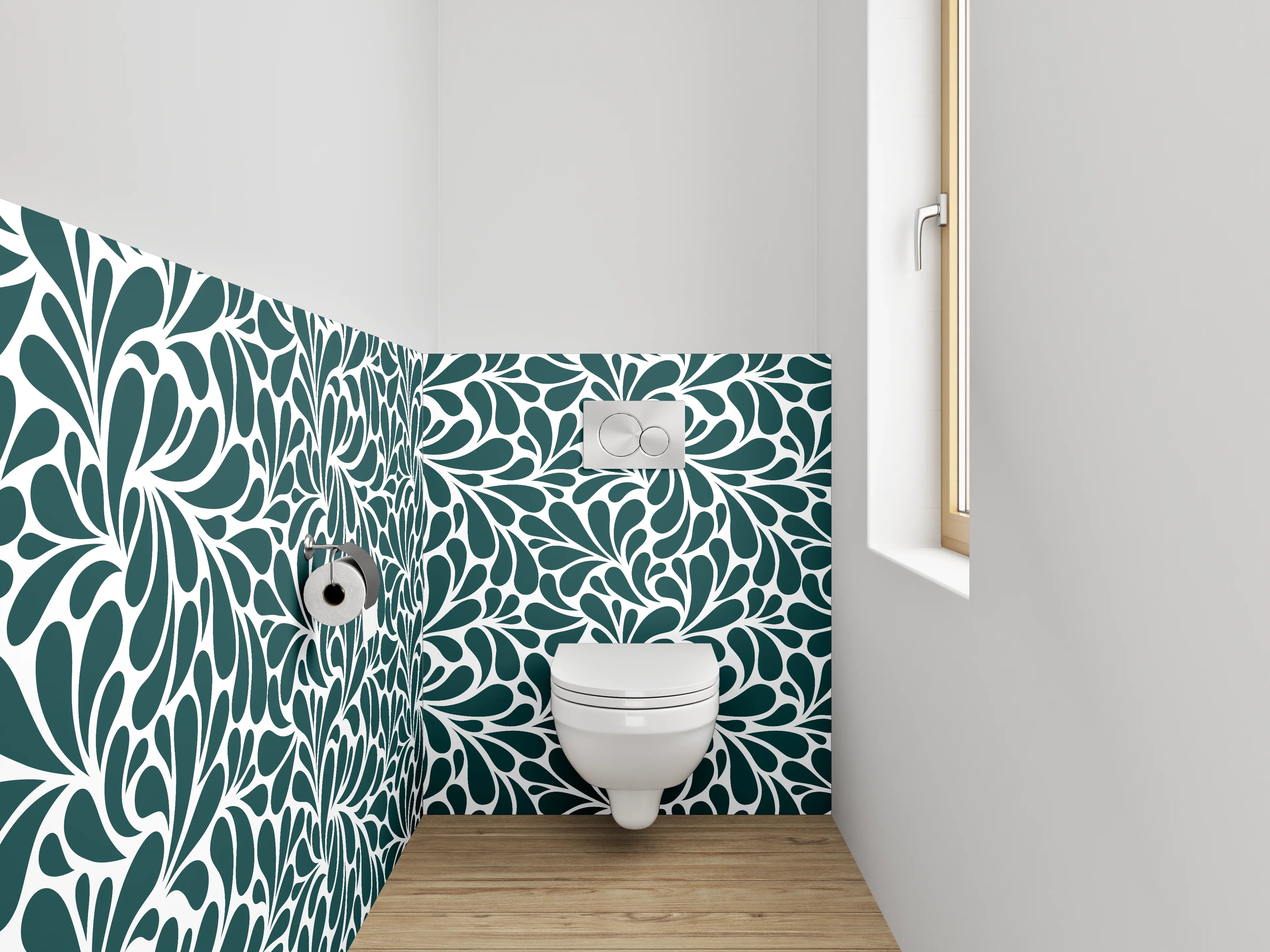 WC-Rückwand - Florales Ornament Retro Tapetenmuster