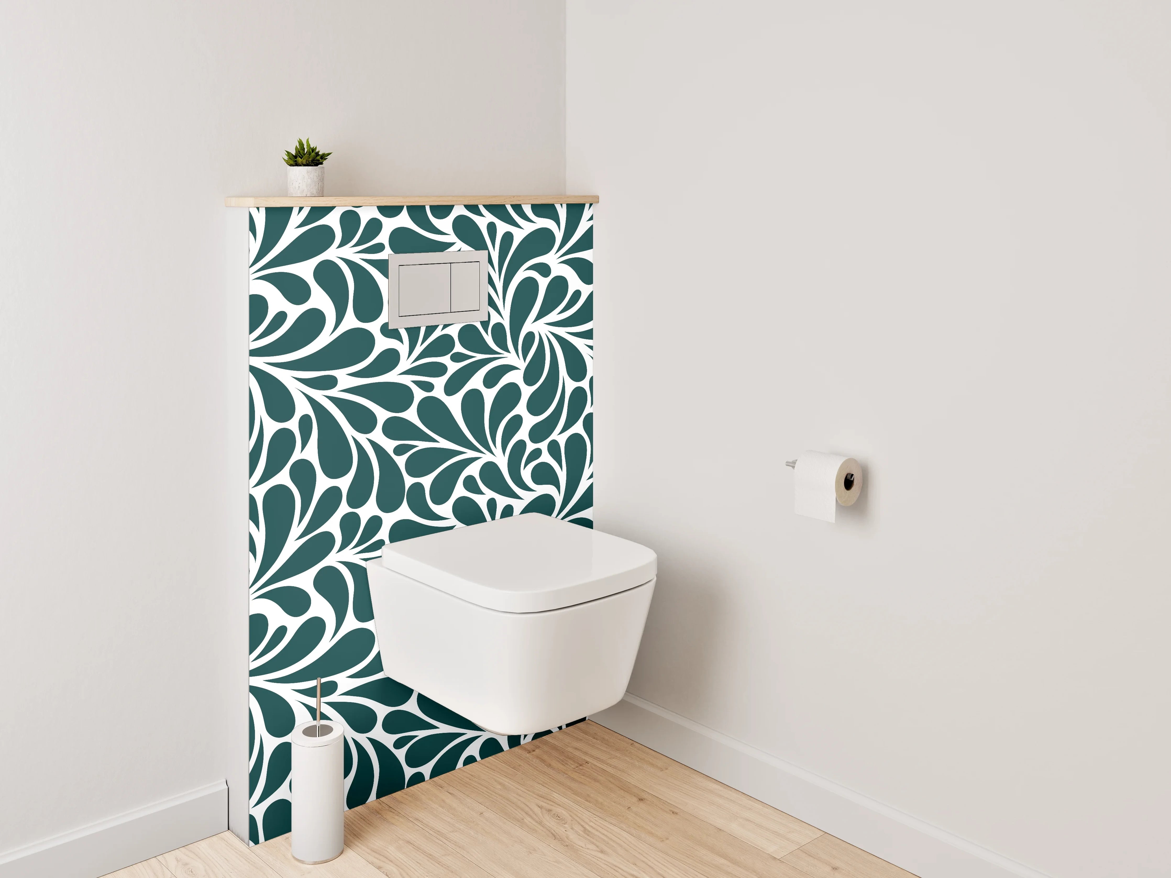 WC-Rückwand - Florales Ornament Retro Tapetenmuster
