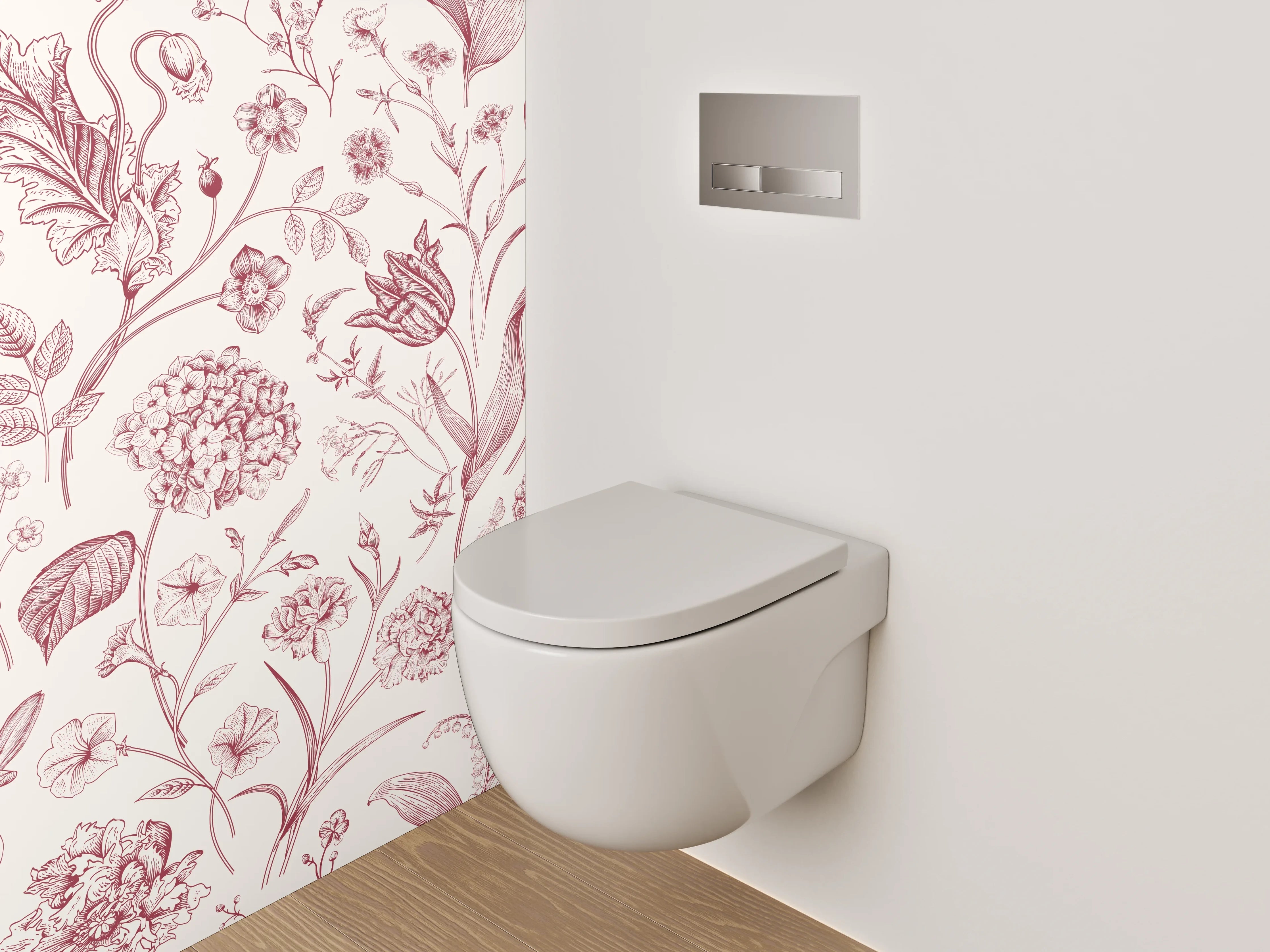 WC-Rückwand - Florales Rosenmuster Rosa Vintage