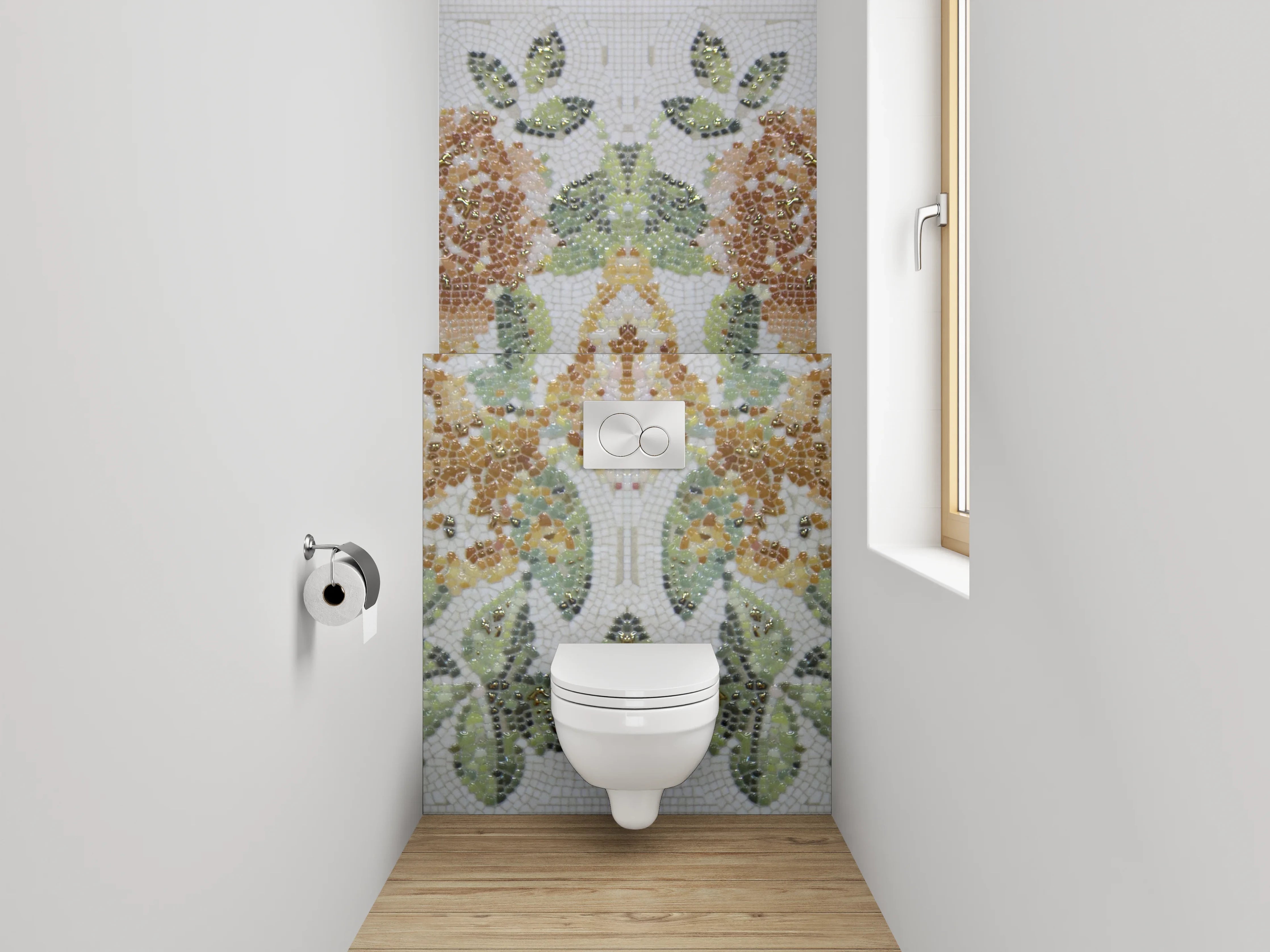 WC-Rückwand - Florales Vintage-Blumenmuster Bunt