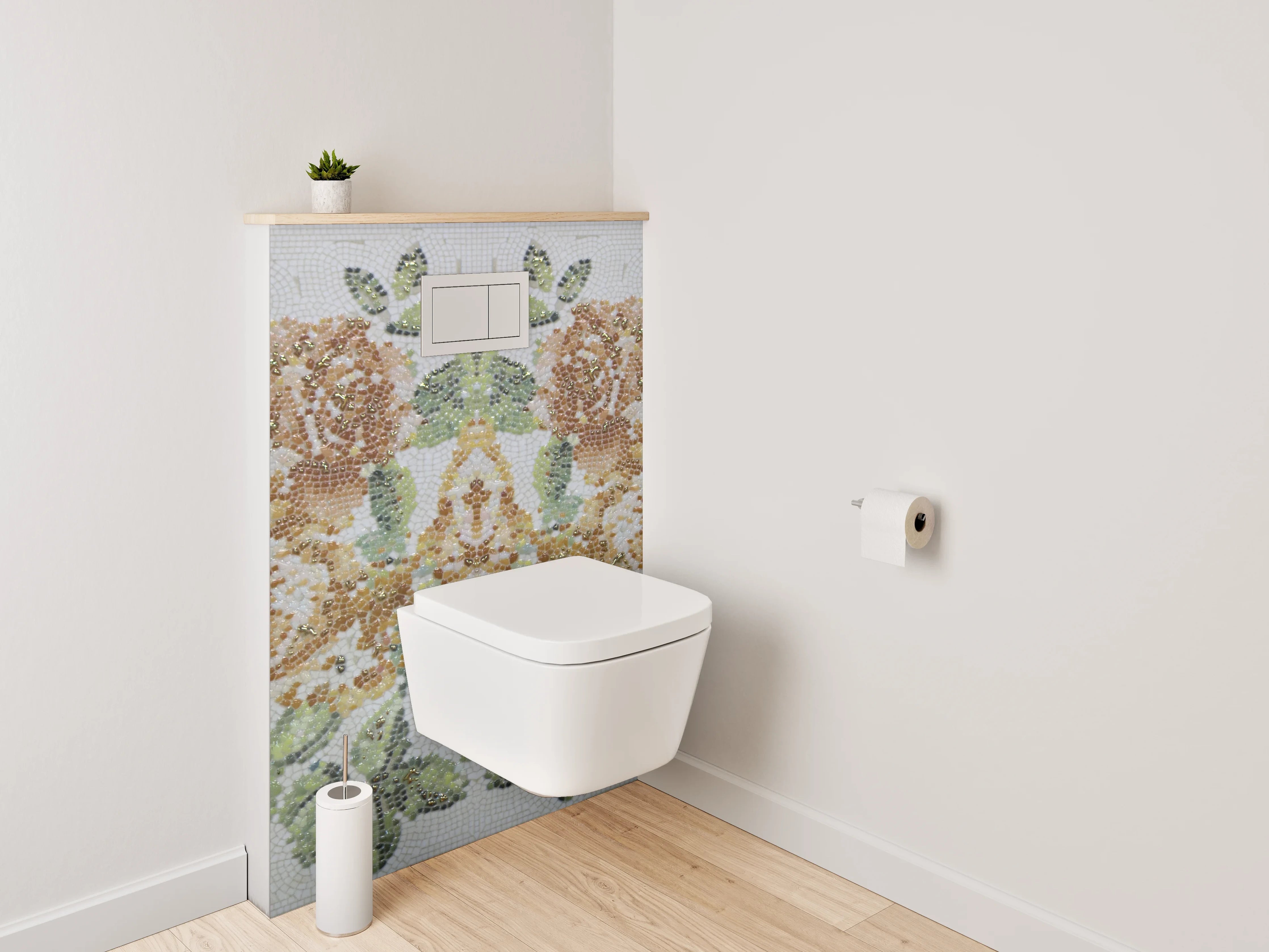 WC-Rückwand - Florales Vintage-Blumenmuster Bunt