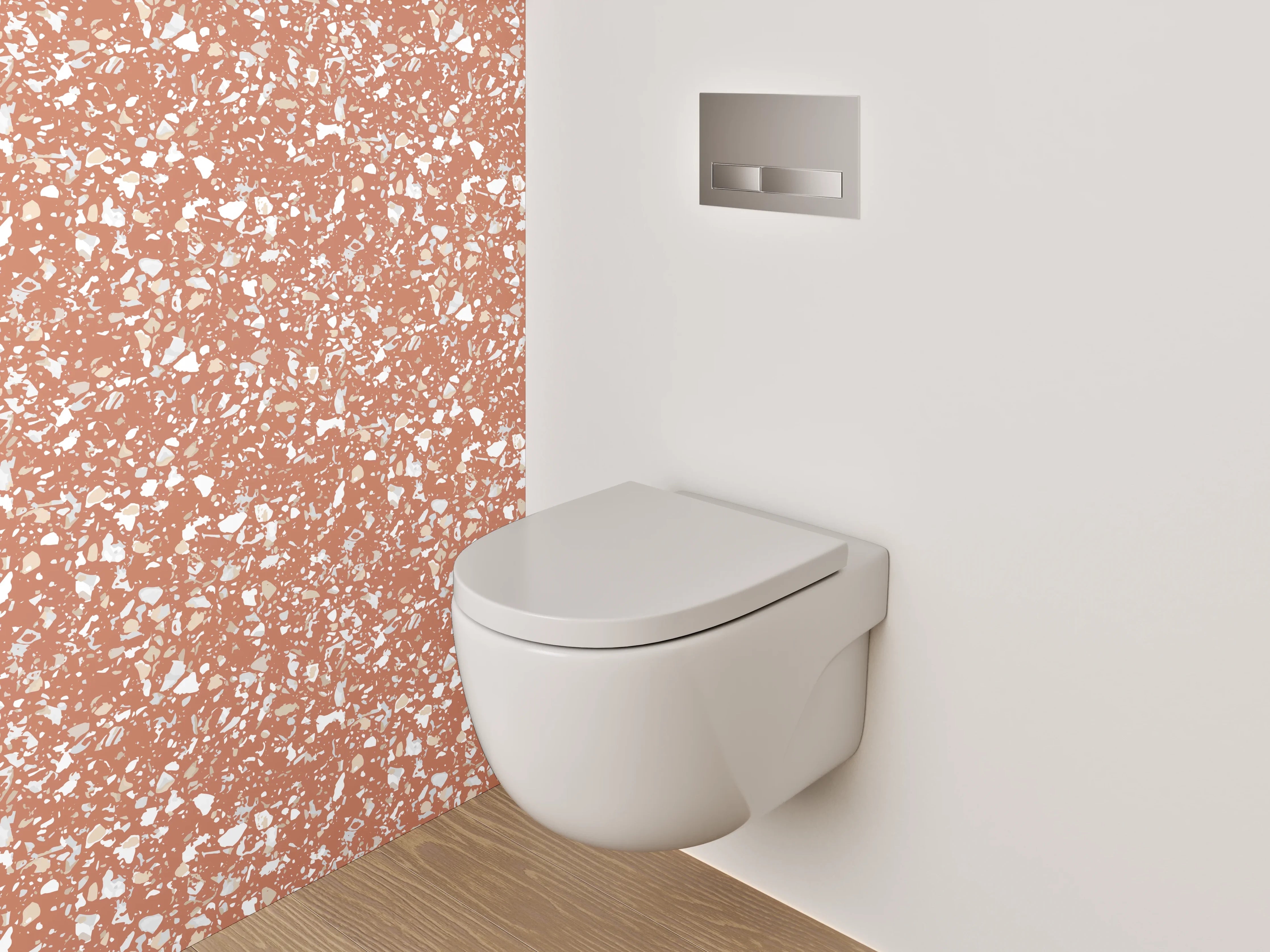 WC-Rückwand - Florales Vintage-Muster Terracotta Weiß