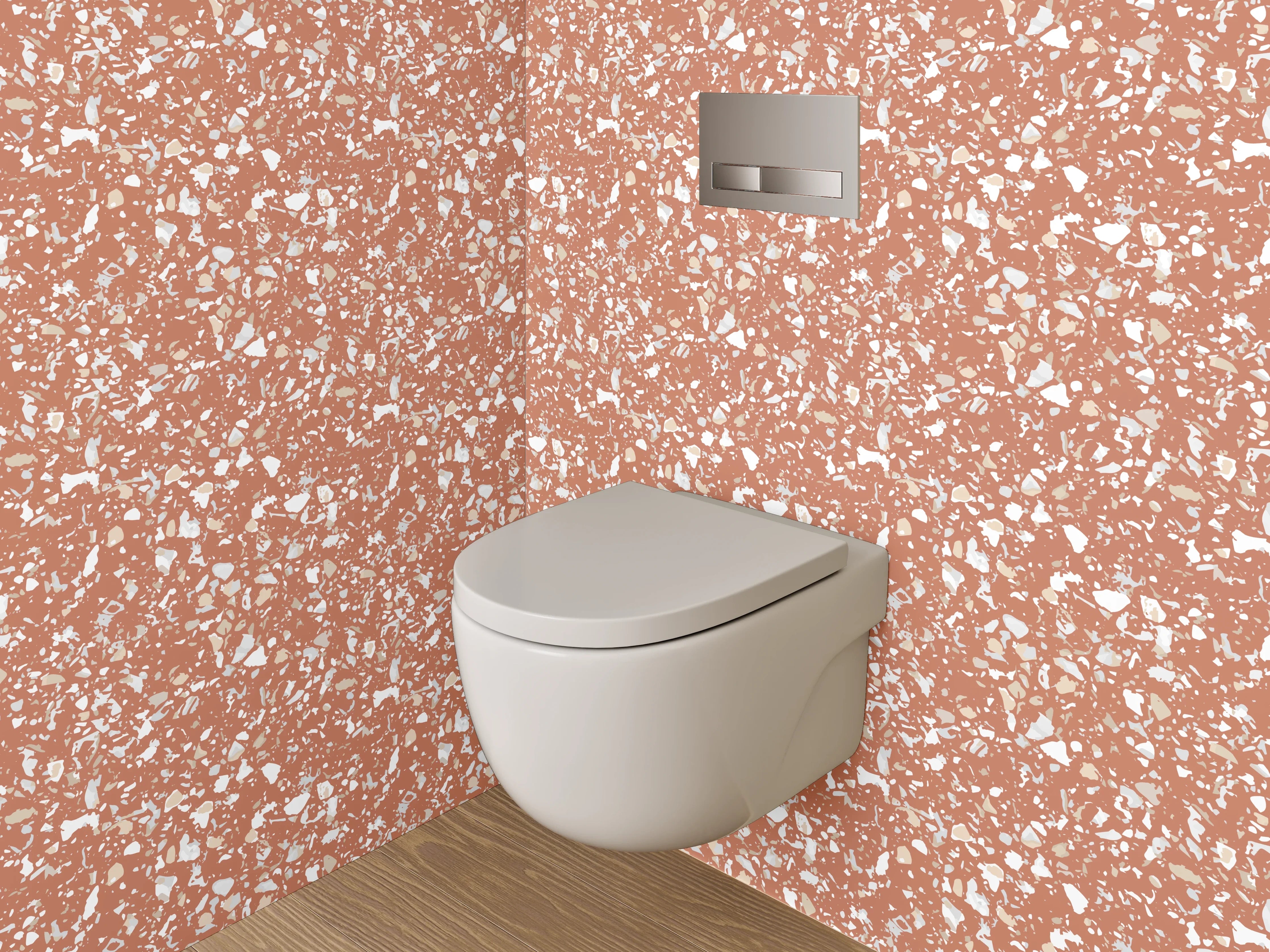 WC-Rückwand - Florales Vintage-Muster Terracotta Weiß