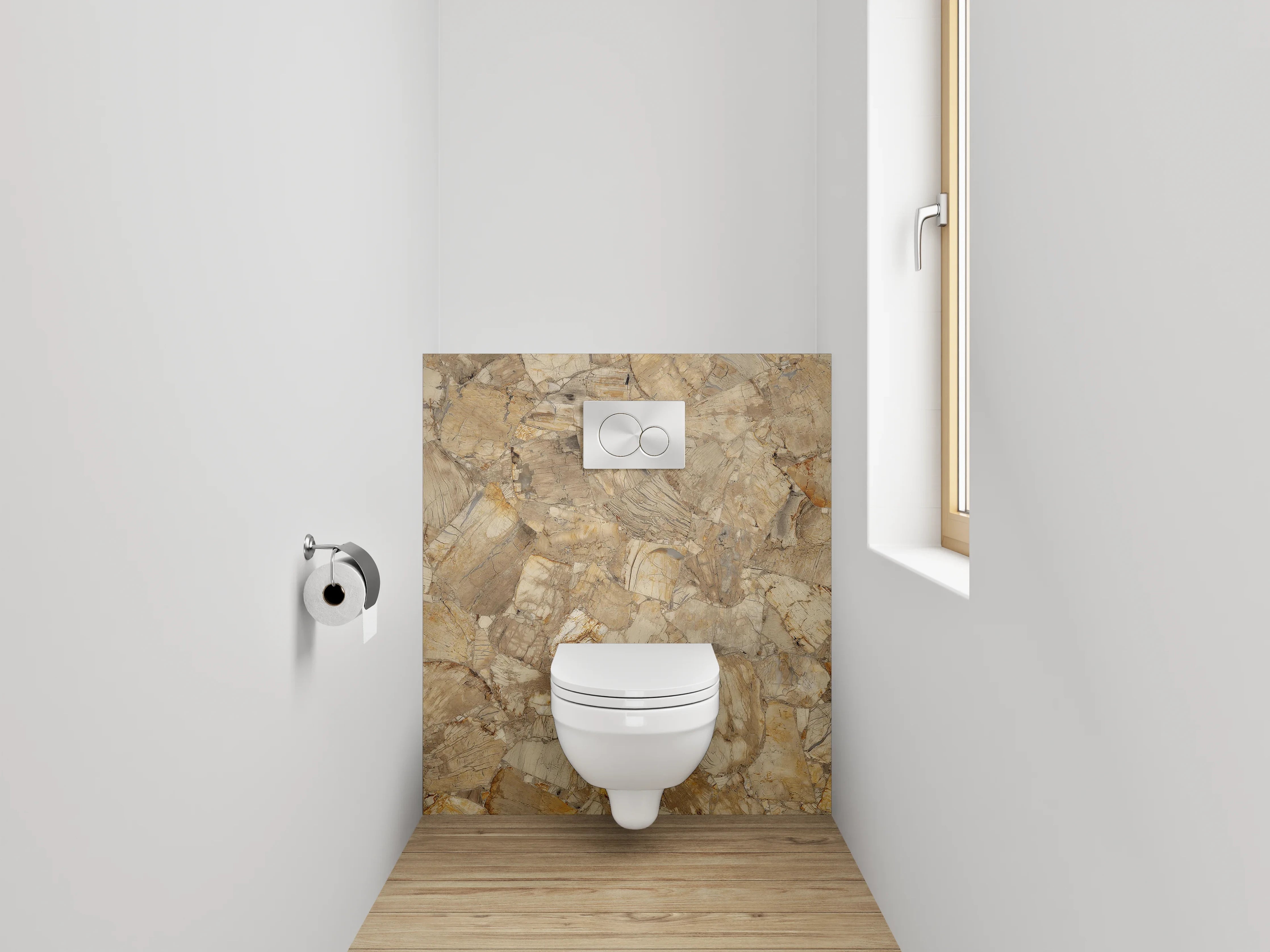 WC-Rückwand - Fossilstruktur Optik Beige Braun