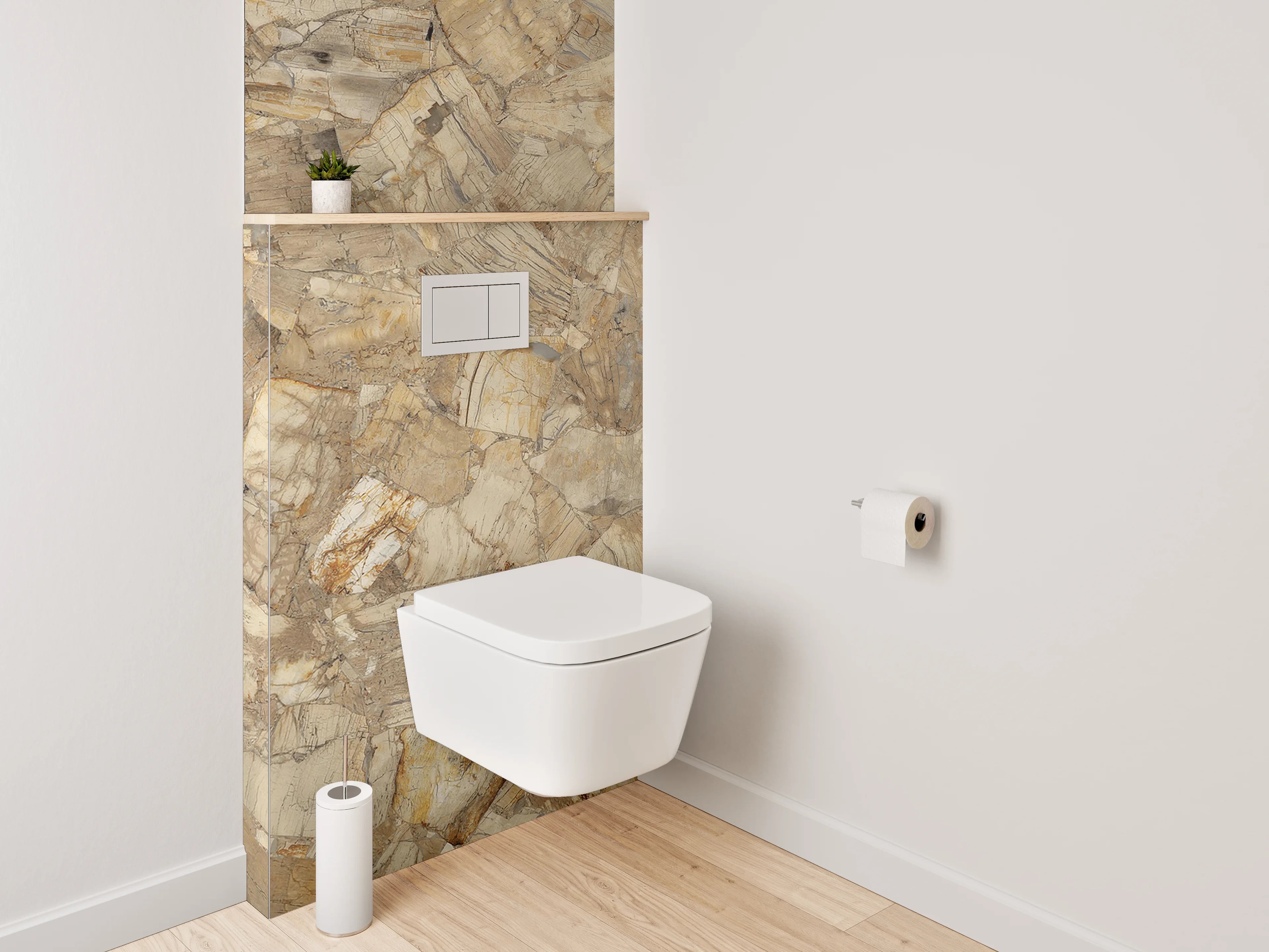 WC-Rückwand - Fossilstruktur Optik Beige Braun