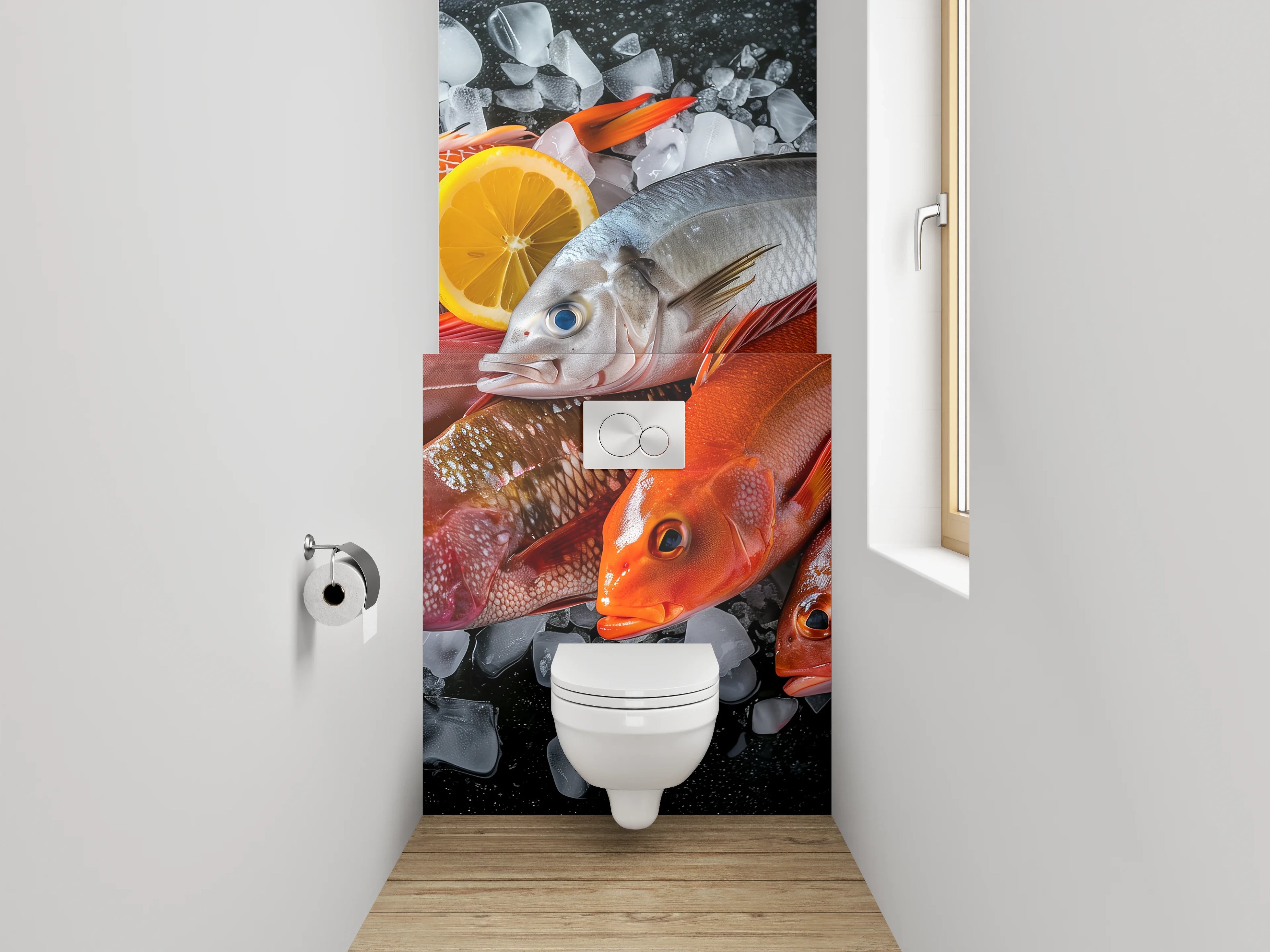 WC-Rückwand - Frische Fische auf Eis – Küchenmotiv