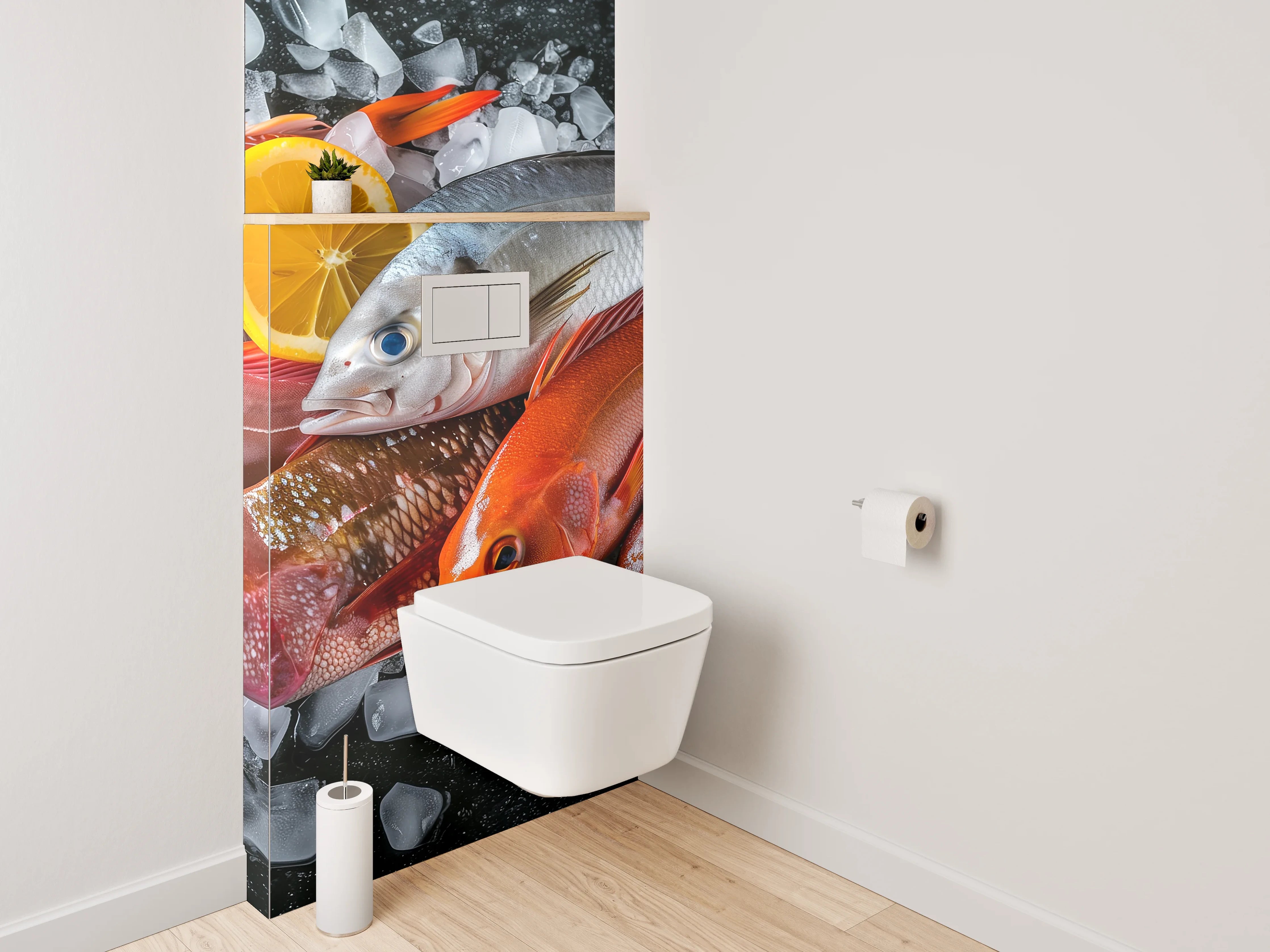 WC-Rückwand - Frische Fische auf Eis – Küchenmotiv