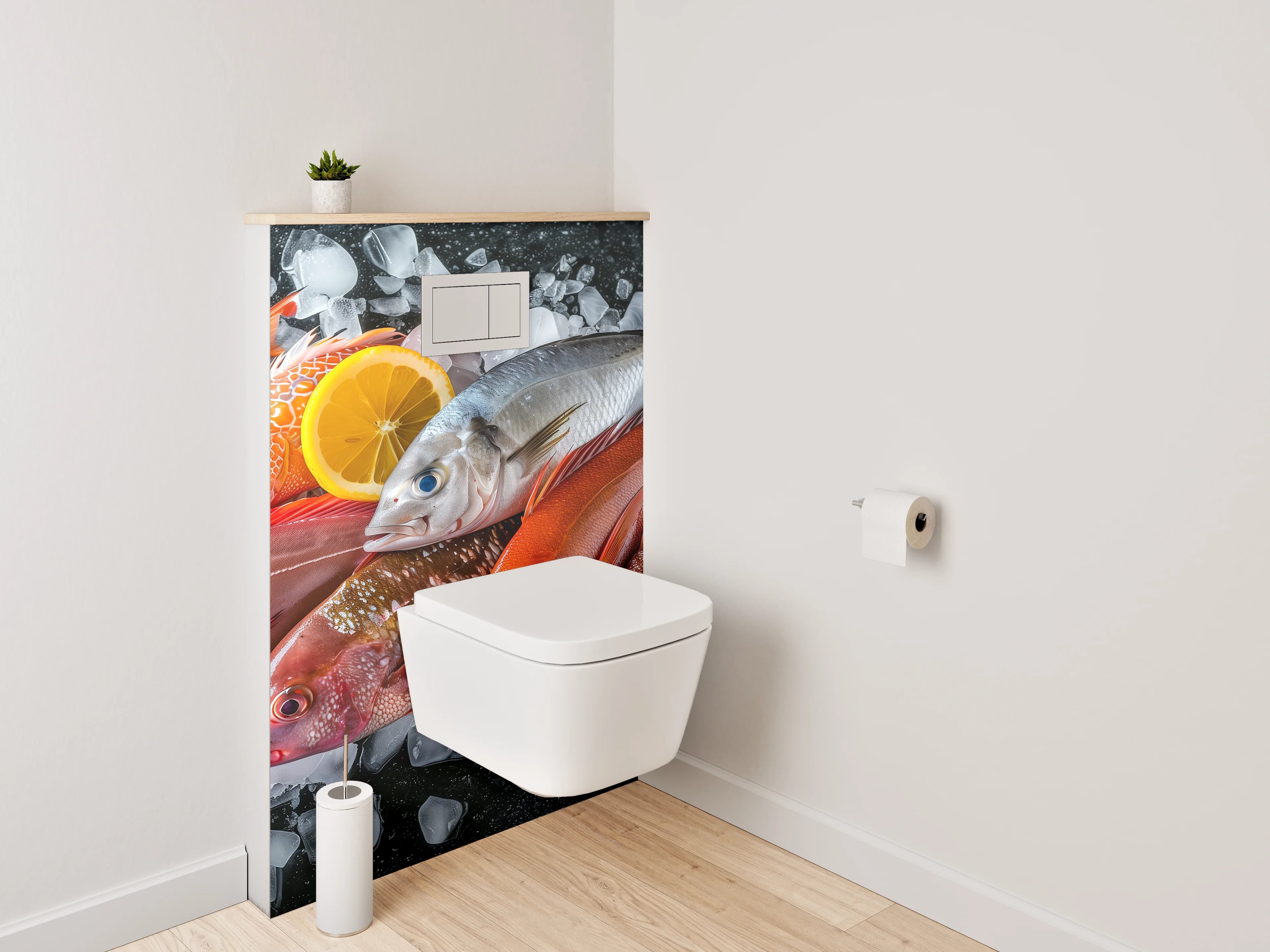 WC-Rückwand - Frische Fische auf Eis – Küchenmotiv