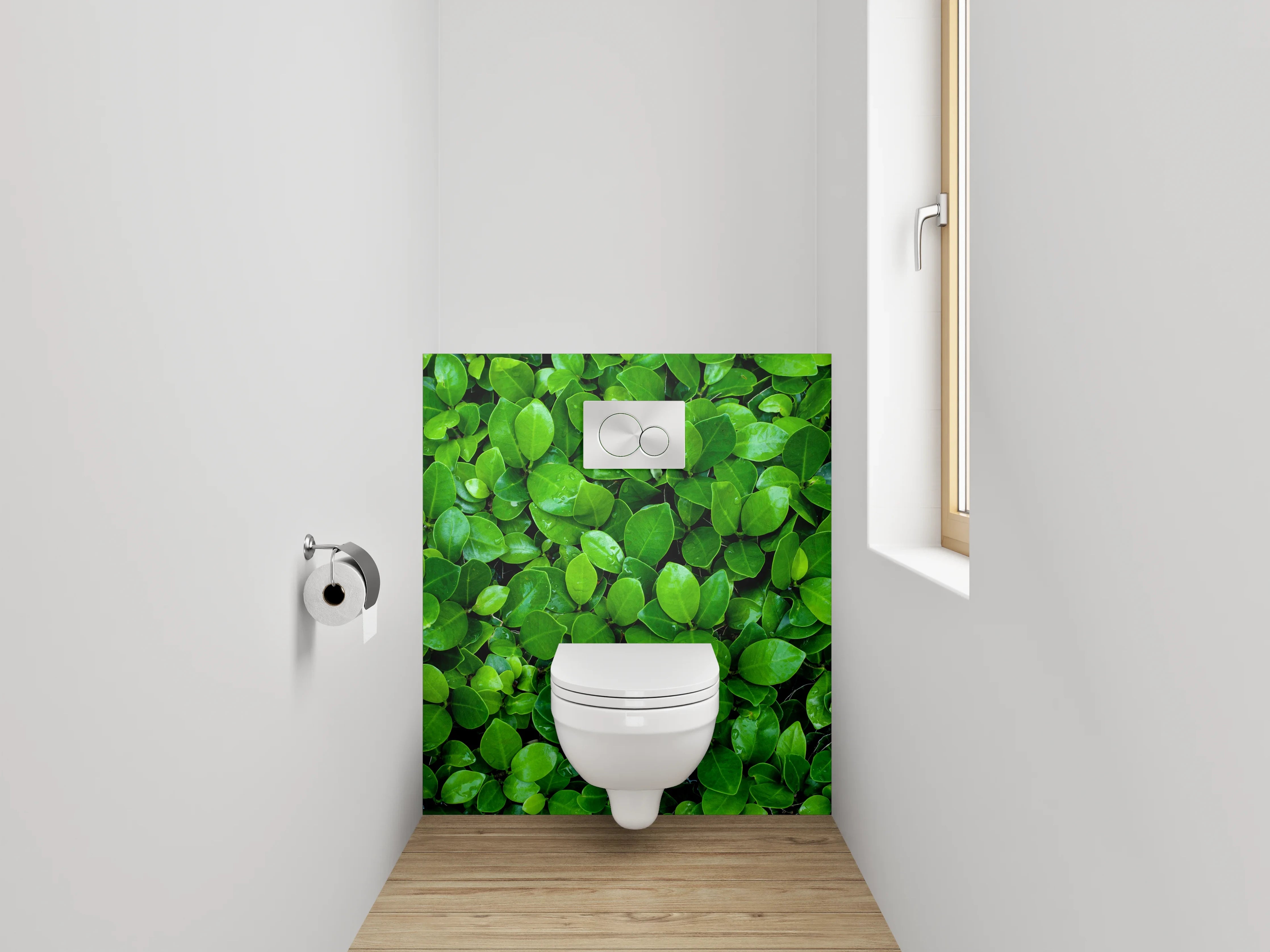 WC-Rückwand - Frische grüne Blätter Naturdekor