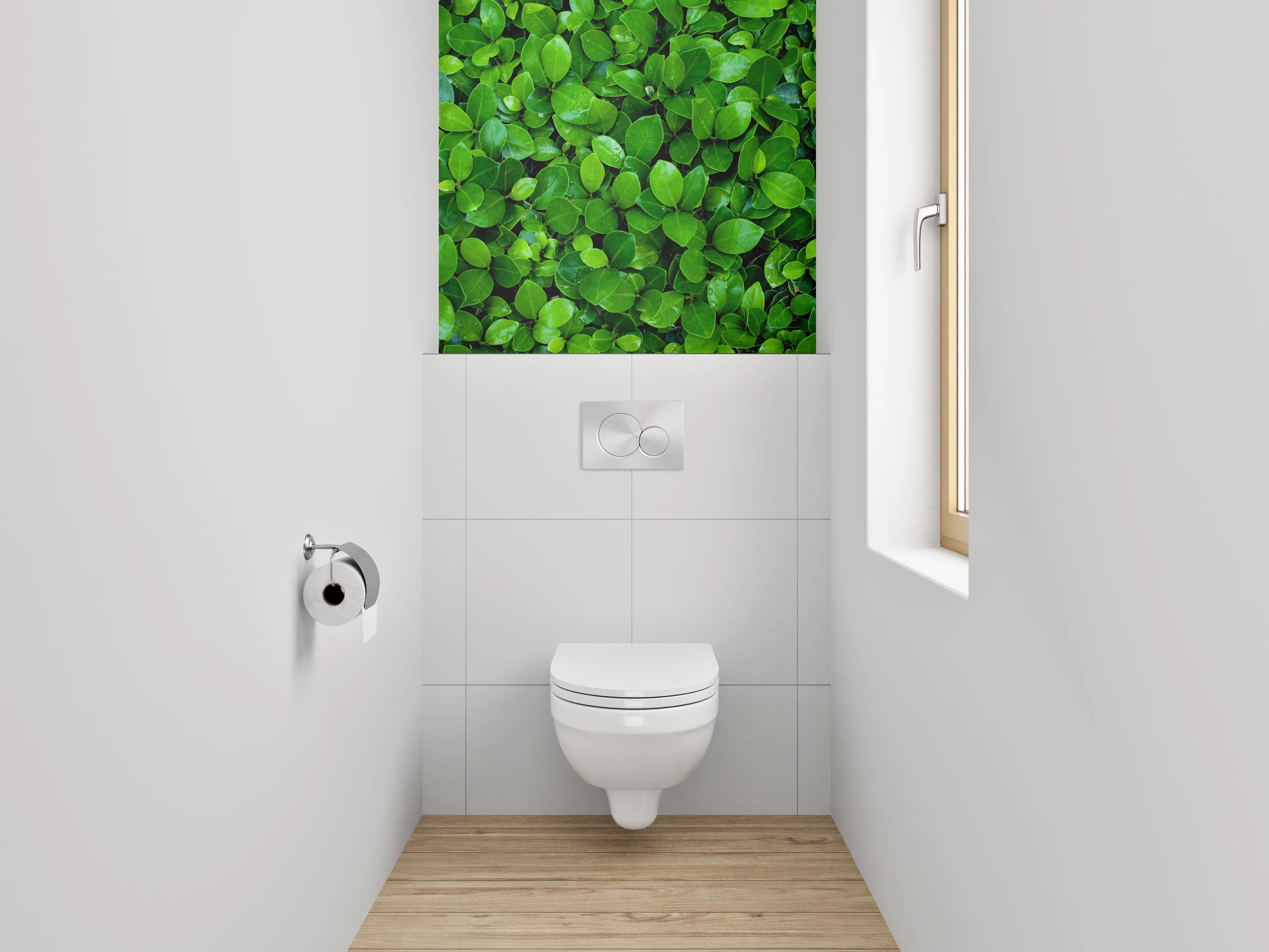 WC-Rückwand - Frische grüne Blätter Naturdekor