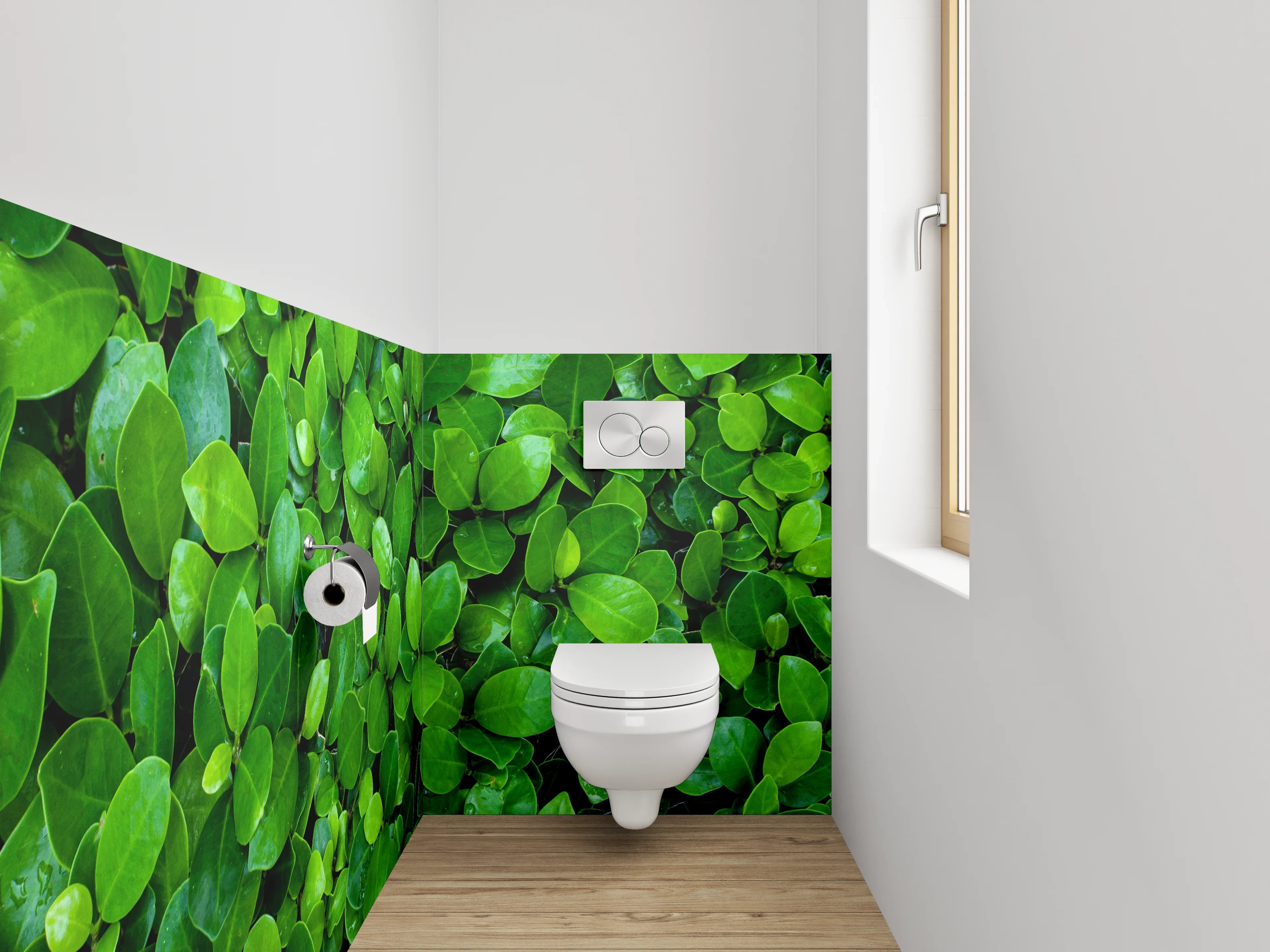 WC-Rückwand - Frische grüne Blätter Naturdekor