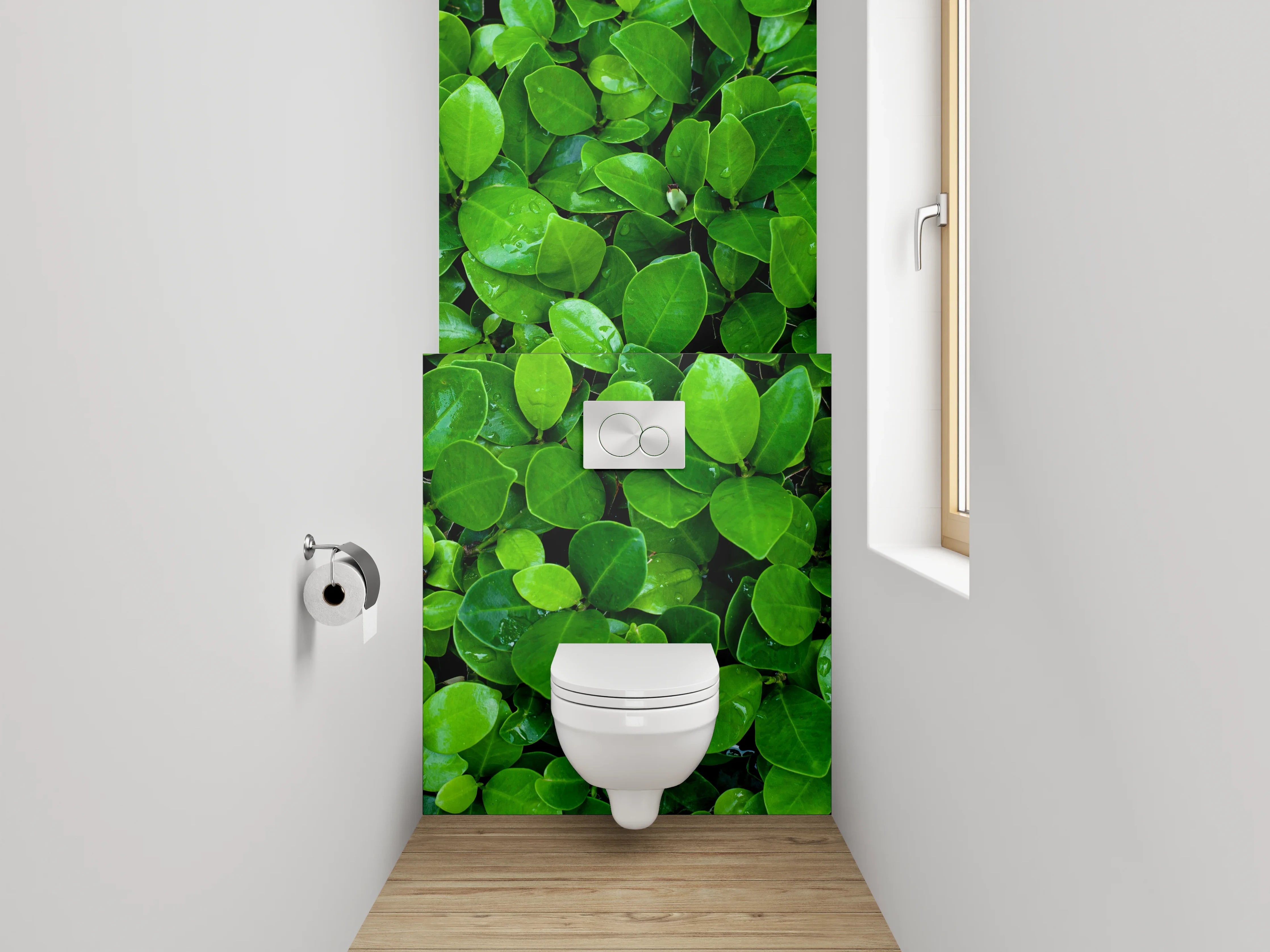 WC-Rückwand - Frische grüne Blätter Naturdekor
