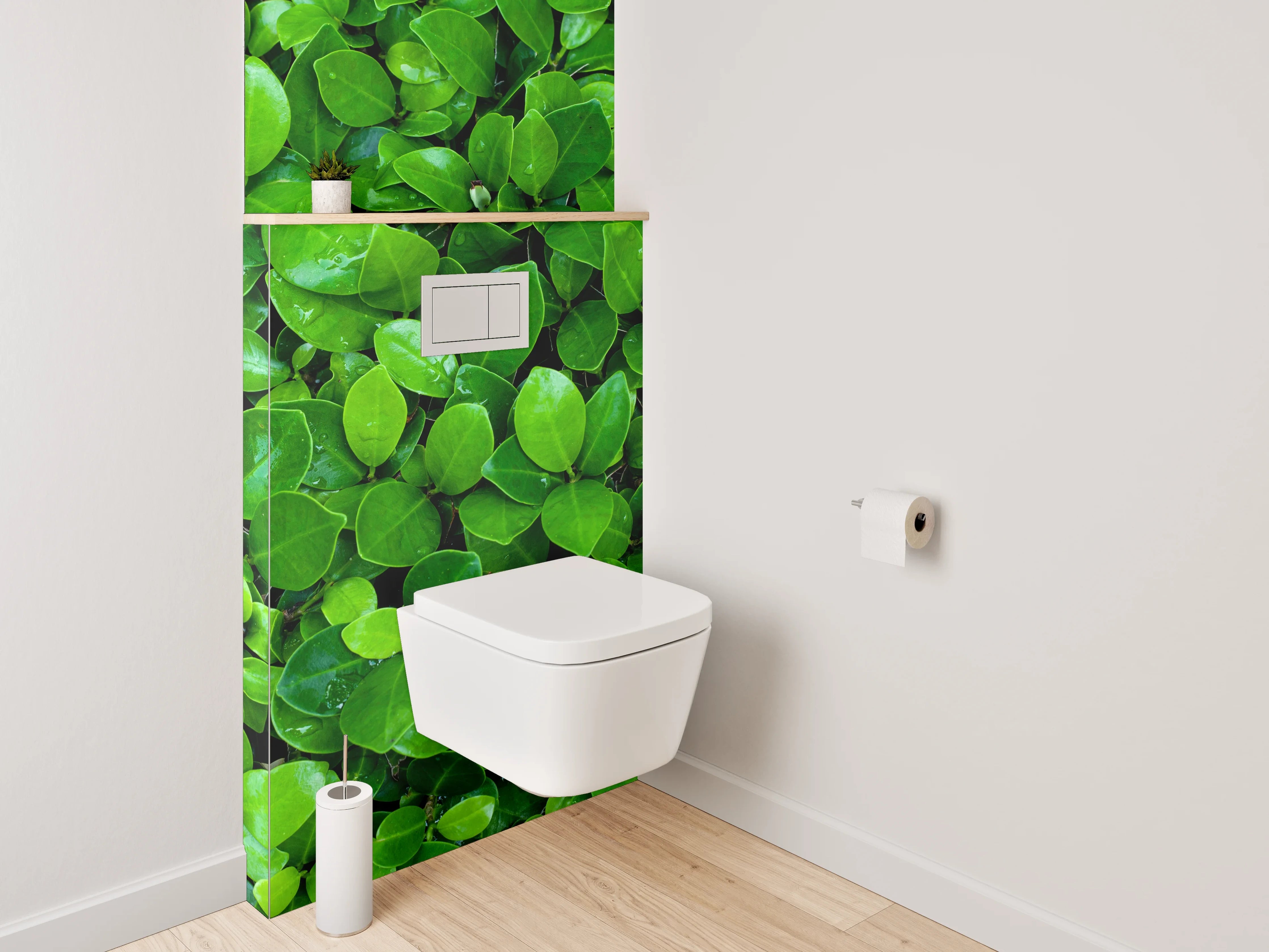 WC-Rückwand - Frische grüne Blätter Naturdekor