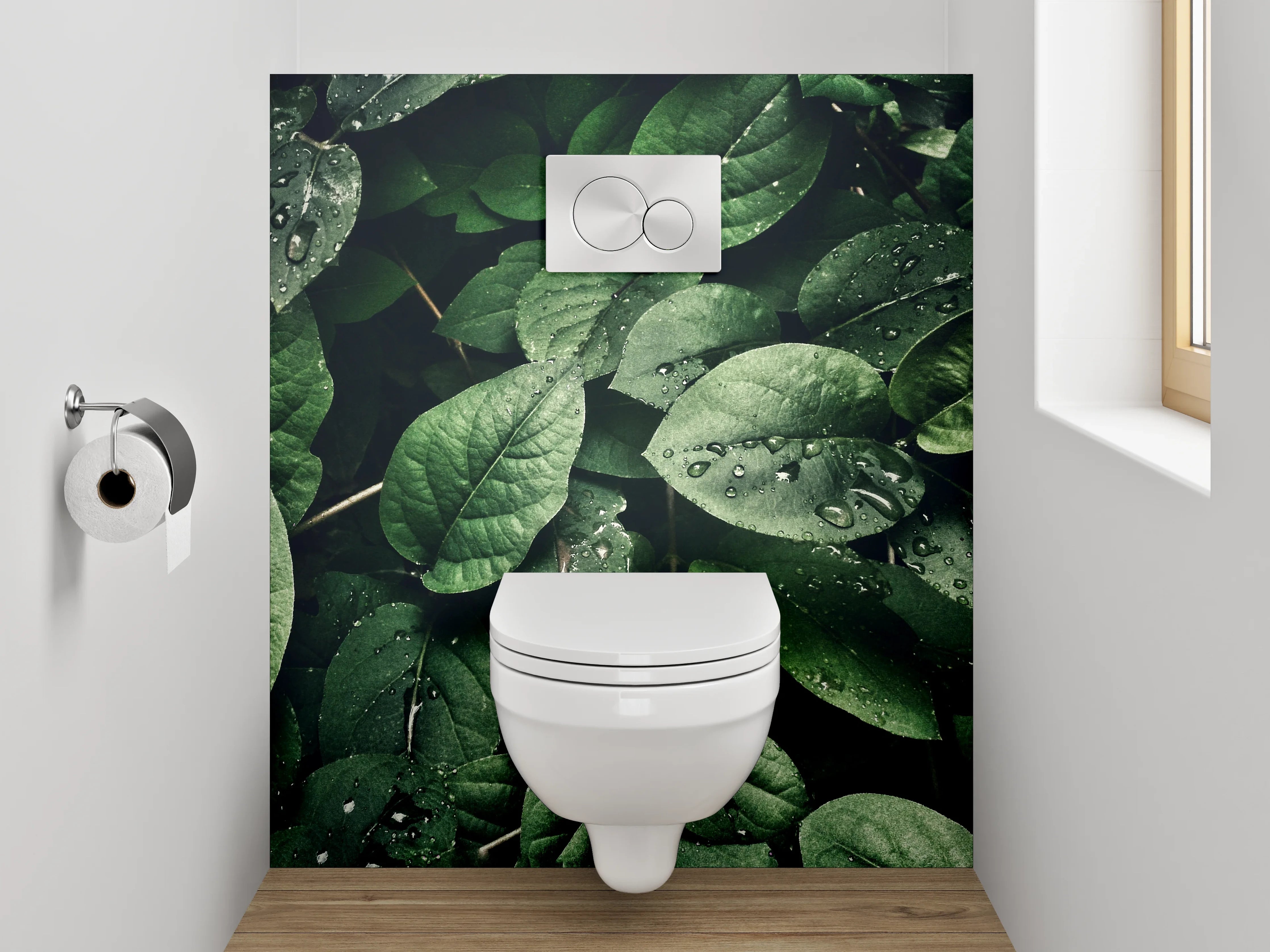 WC-Rückwand - Frische grüne Blätter Naturmotiv