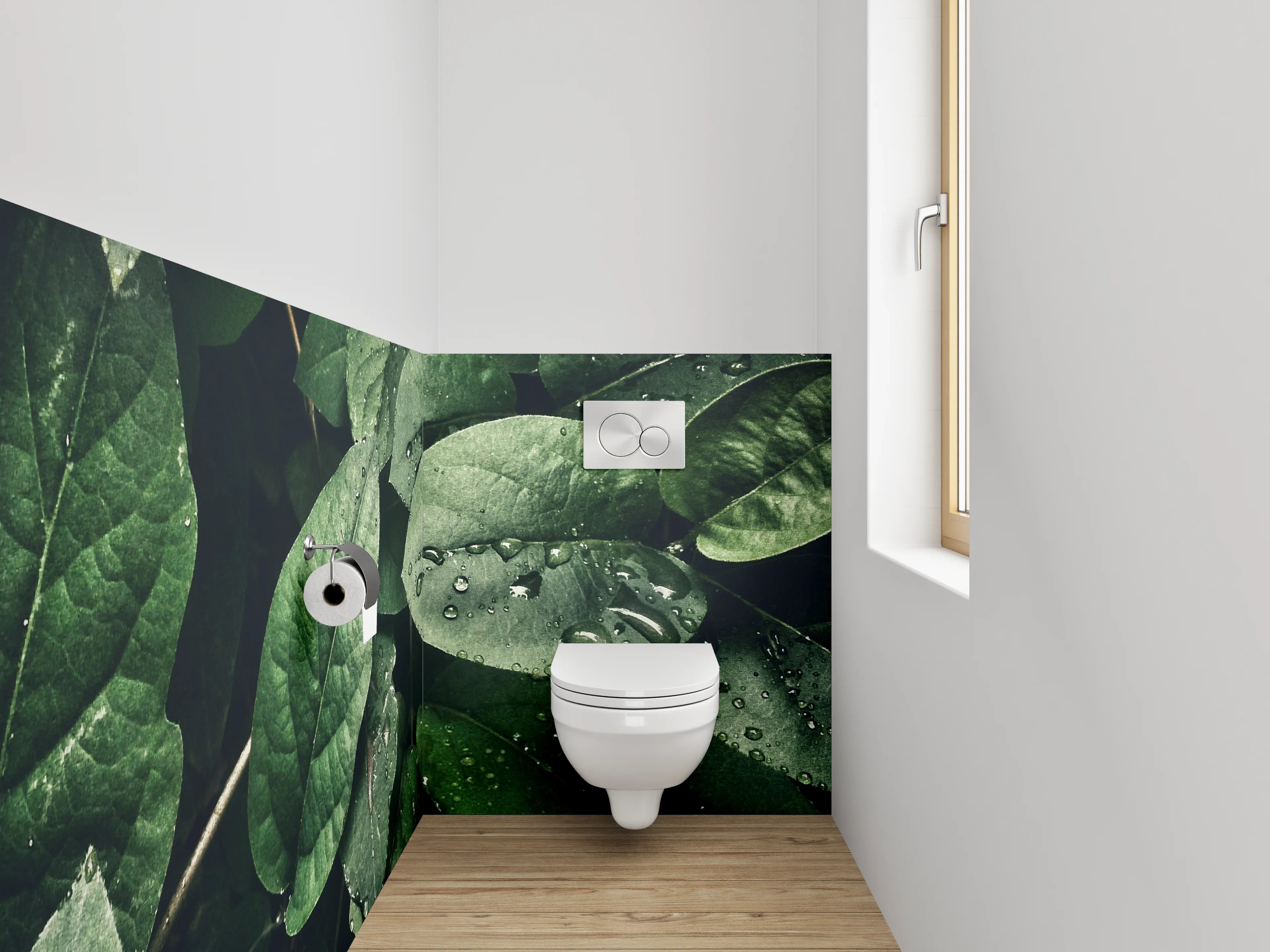 WC-Rückwand - Frische grüne Blätter Naturmotiv