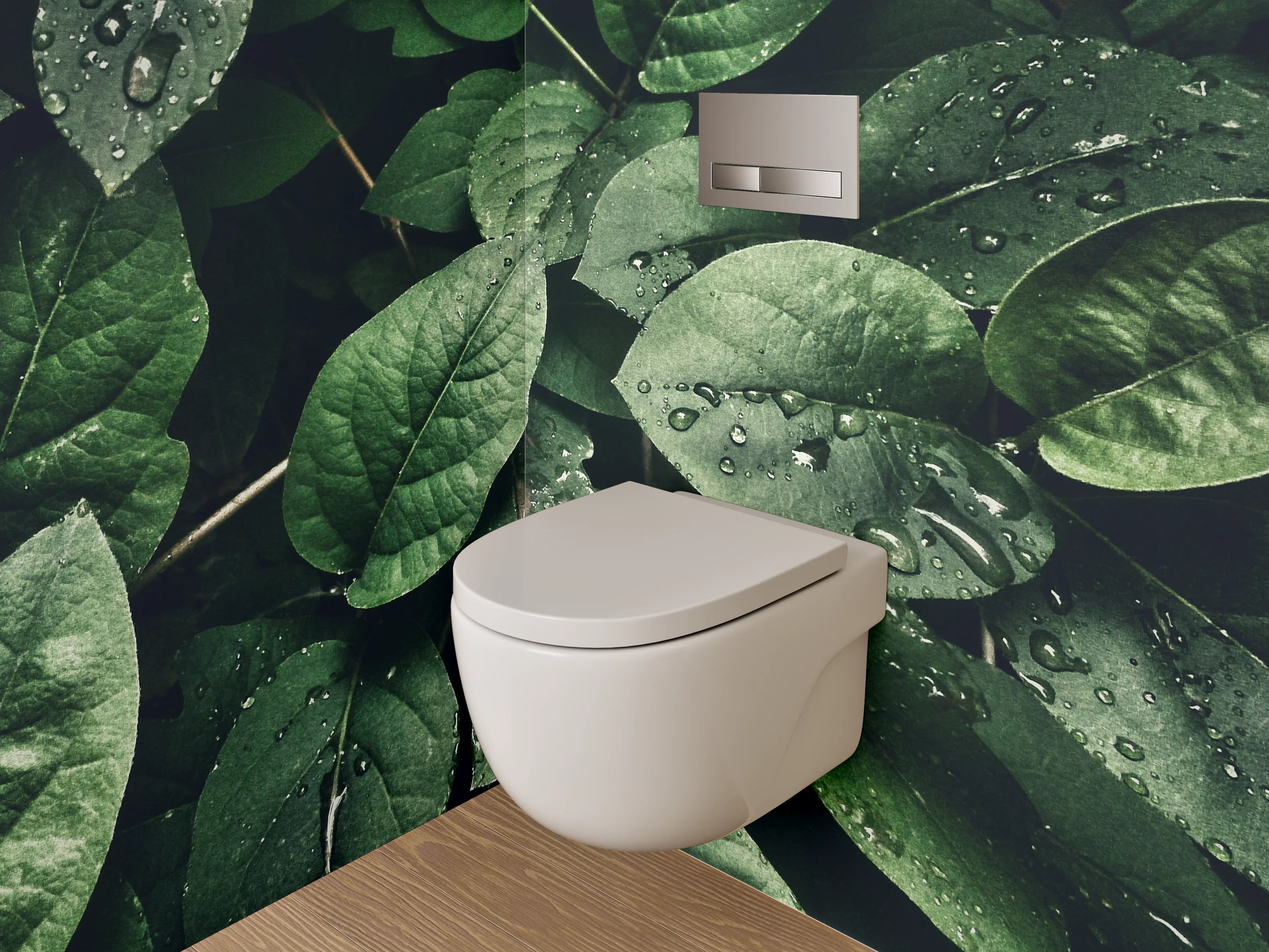 WC-Rückwand - Frische grüne Blätter Naturmotiv
