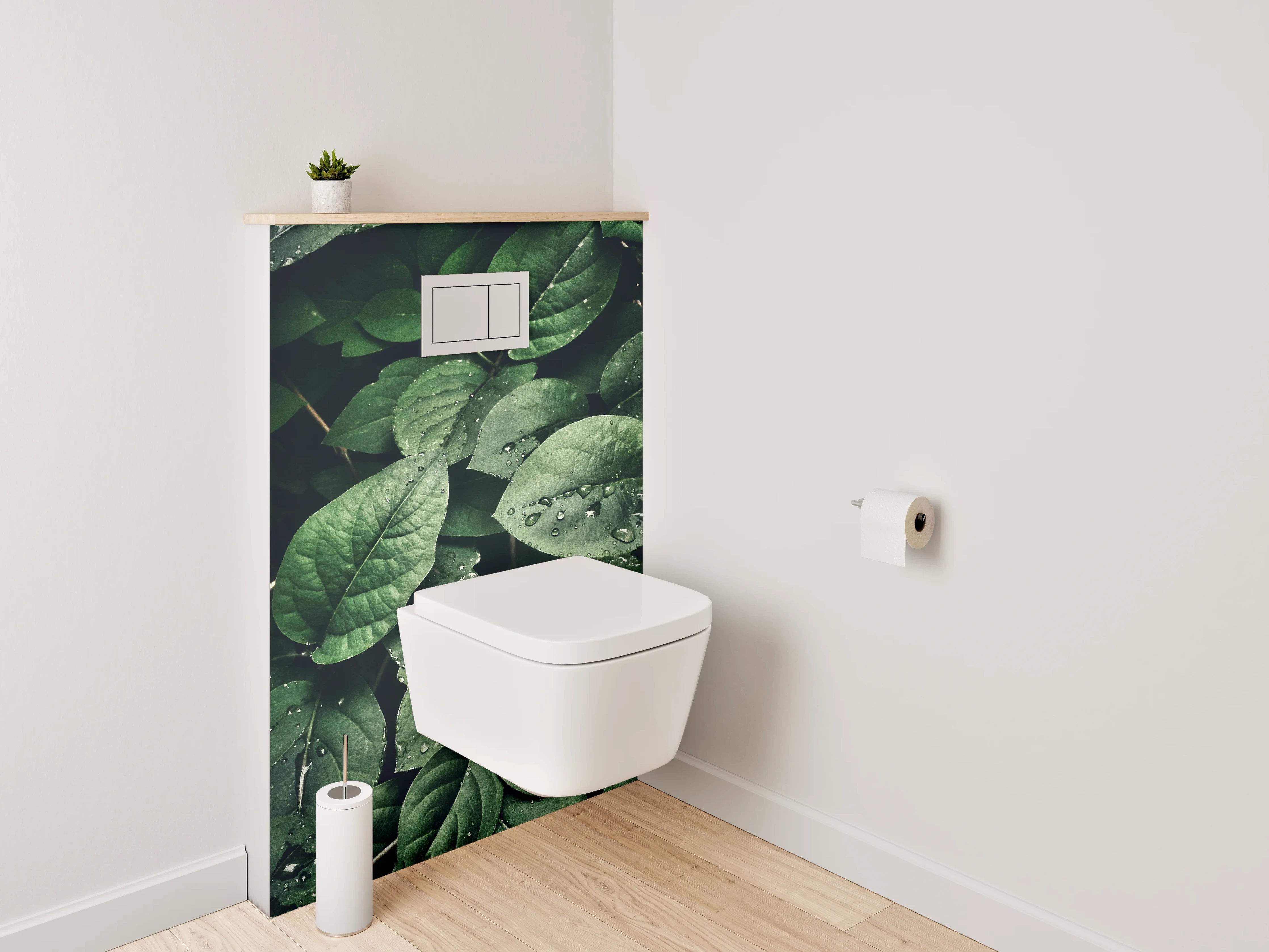 WC-Rückwand - Frische grüne Blätter Naturmotiv