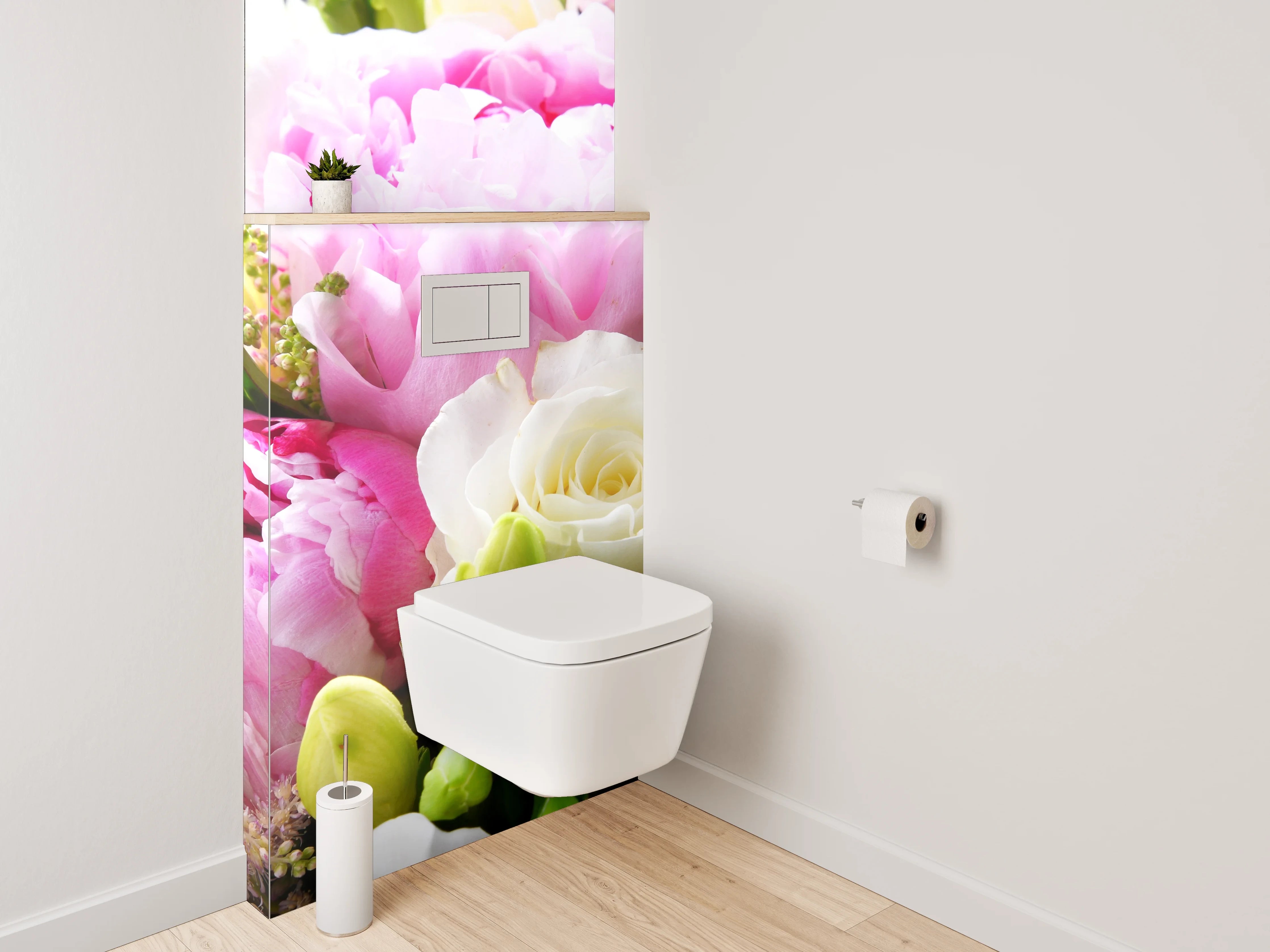 WC-Rückwand - Frischer Blumenstrauß in Pastellfarben