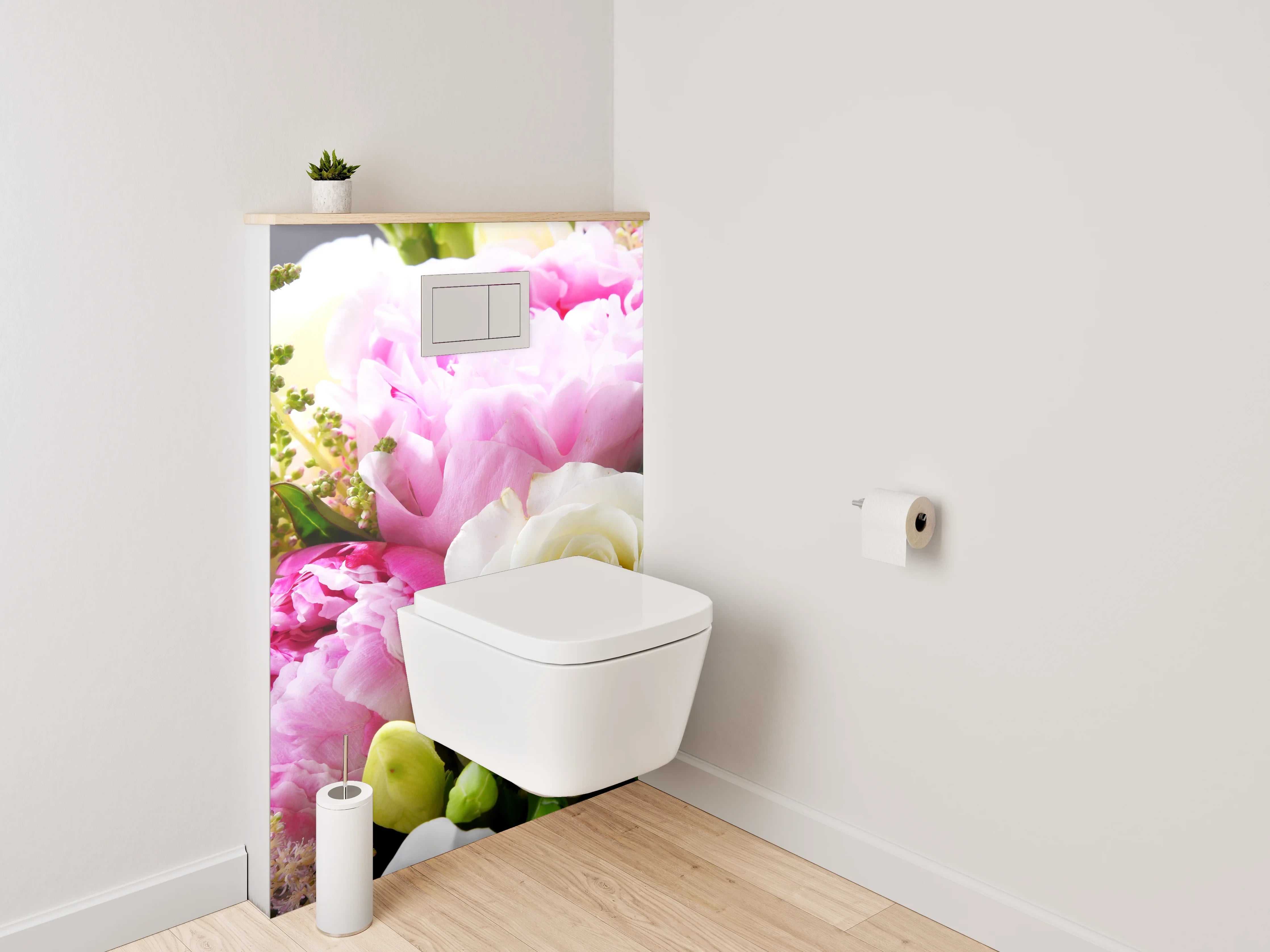 WC-Rückwand - Frischer Blumenstrauß in Pastellfarben