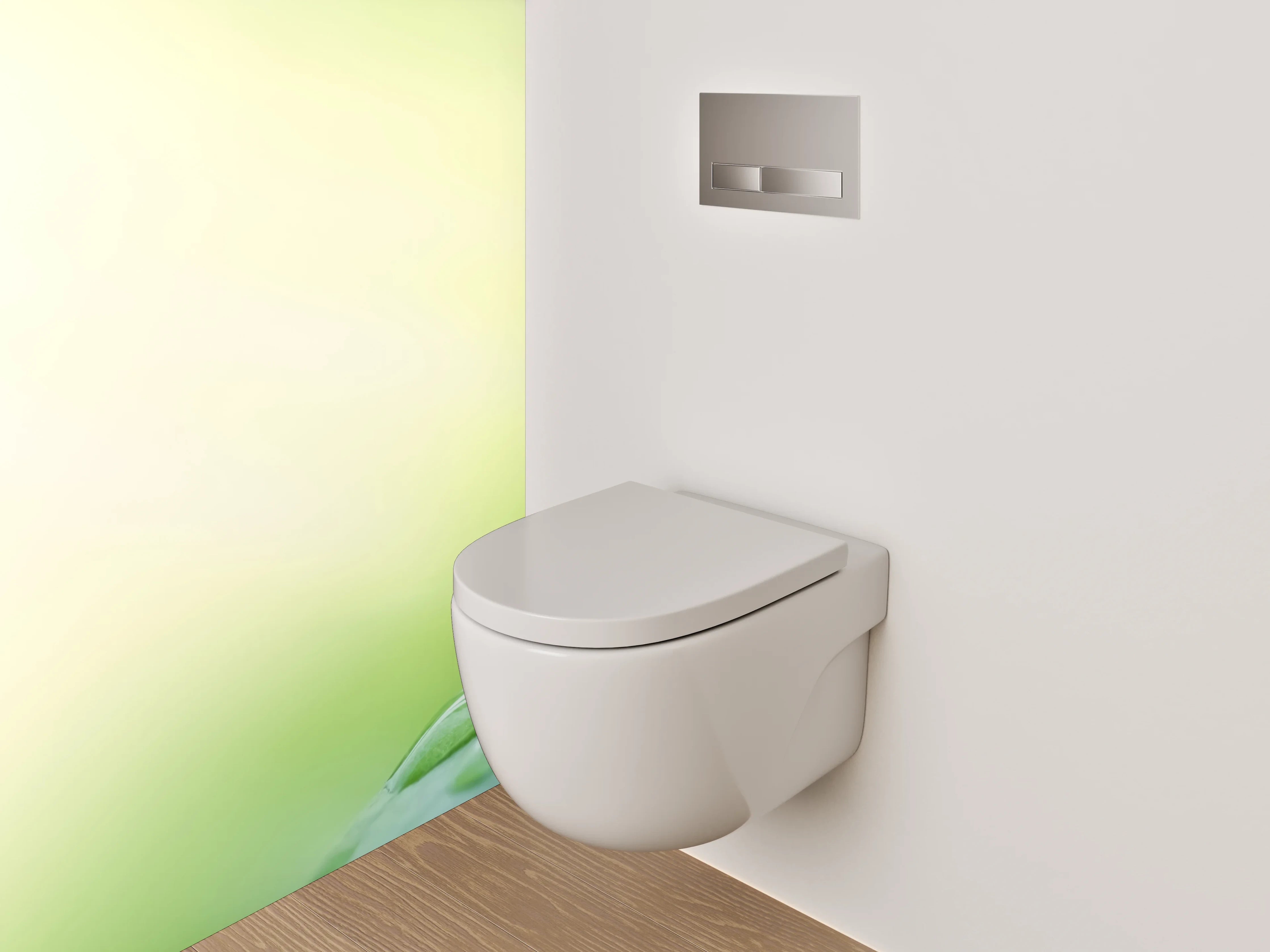 WC-Rückwand - Frischer Morgentau auf grünem Blatt