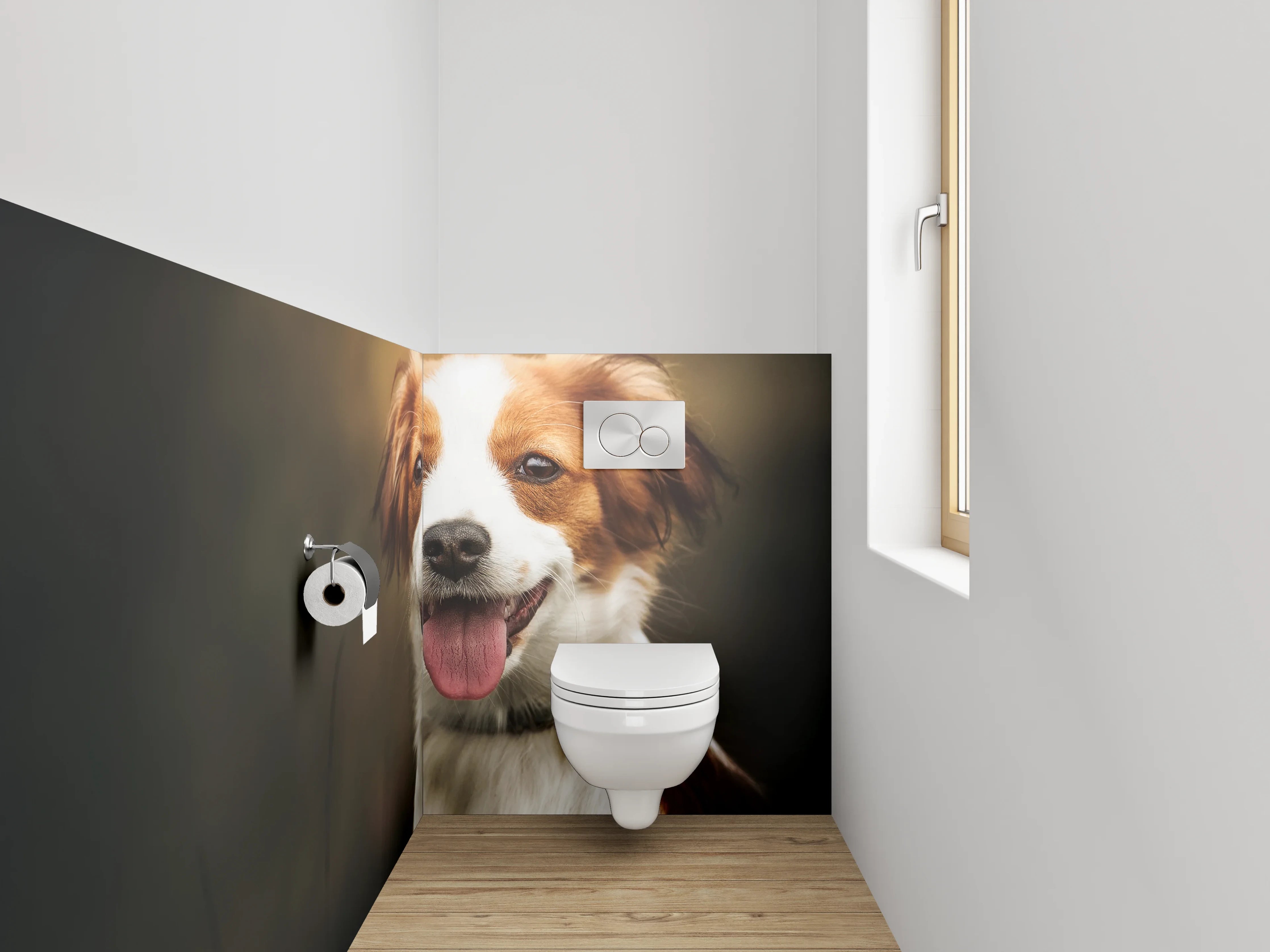 WC-Rückwand - Fröhlicher Hund im Sonnenlicht