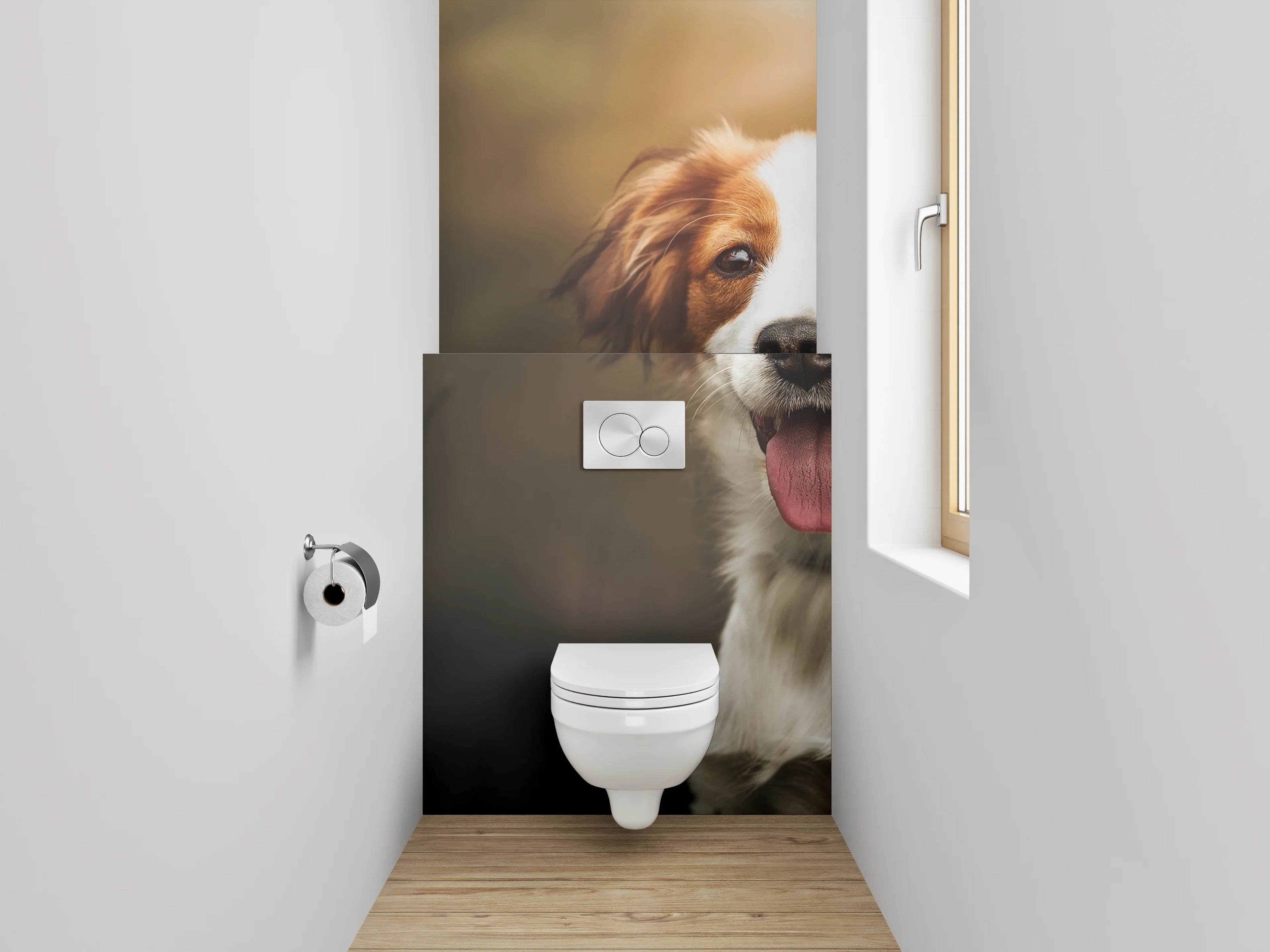 WC-Rückwand - Fröhlicher Hund im Sonnenlicht