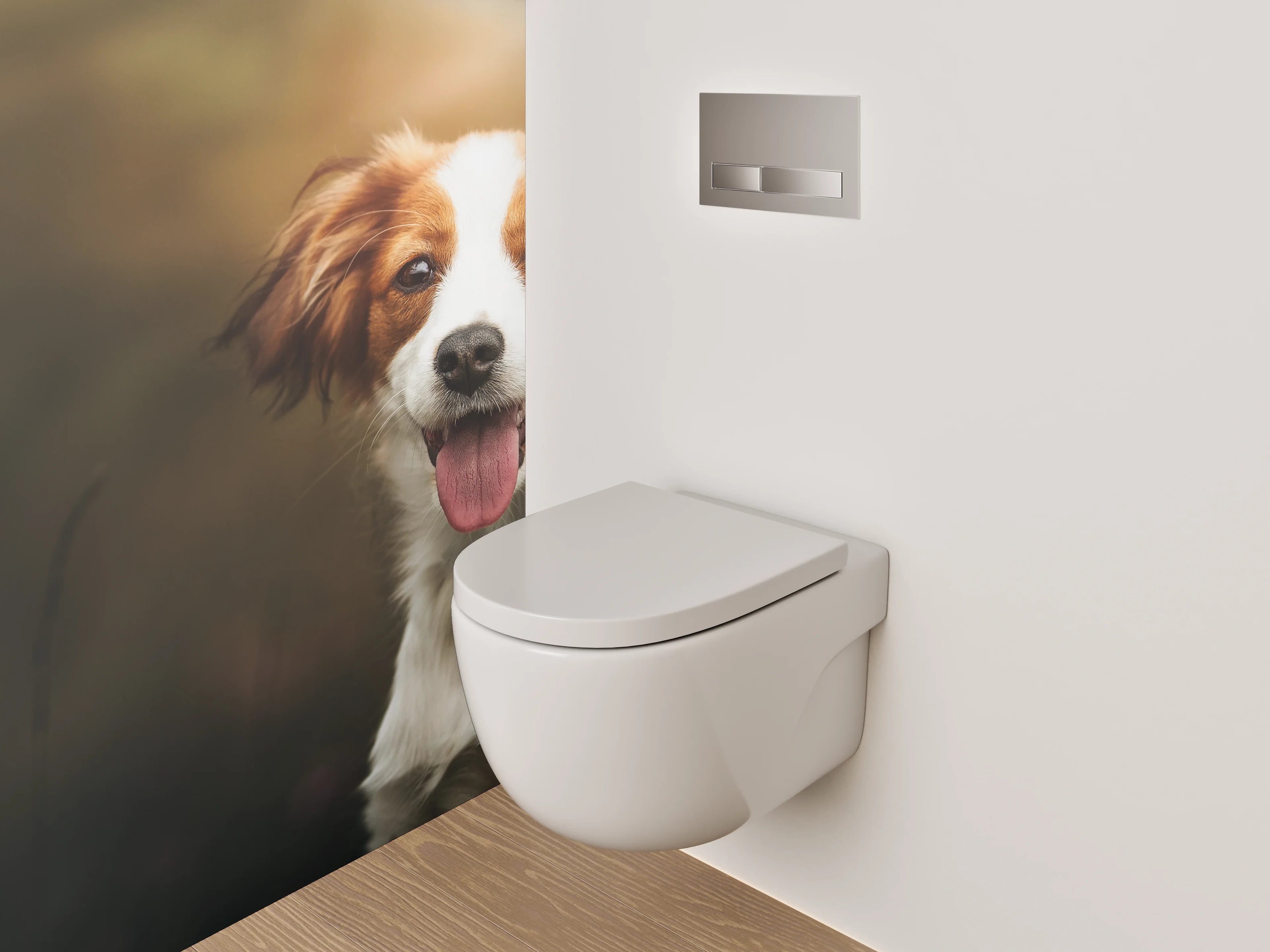 WC-Rückwand - Fröhlicher Hund im Sonnenlicht
