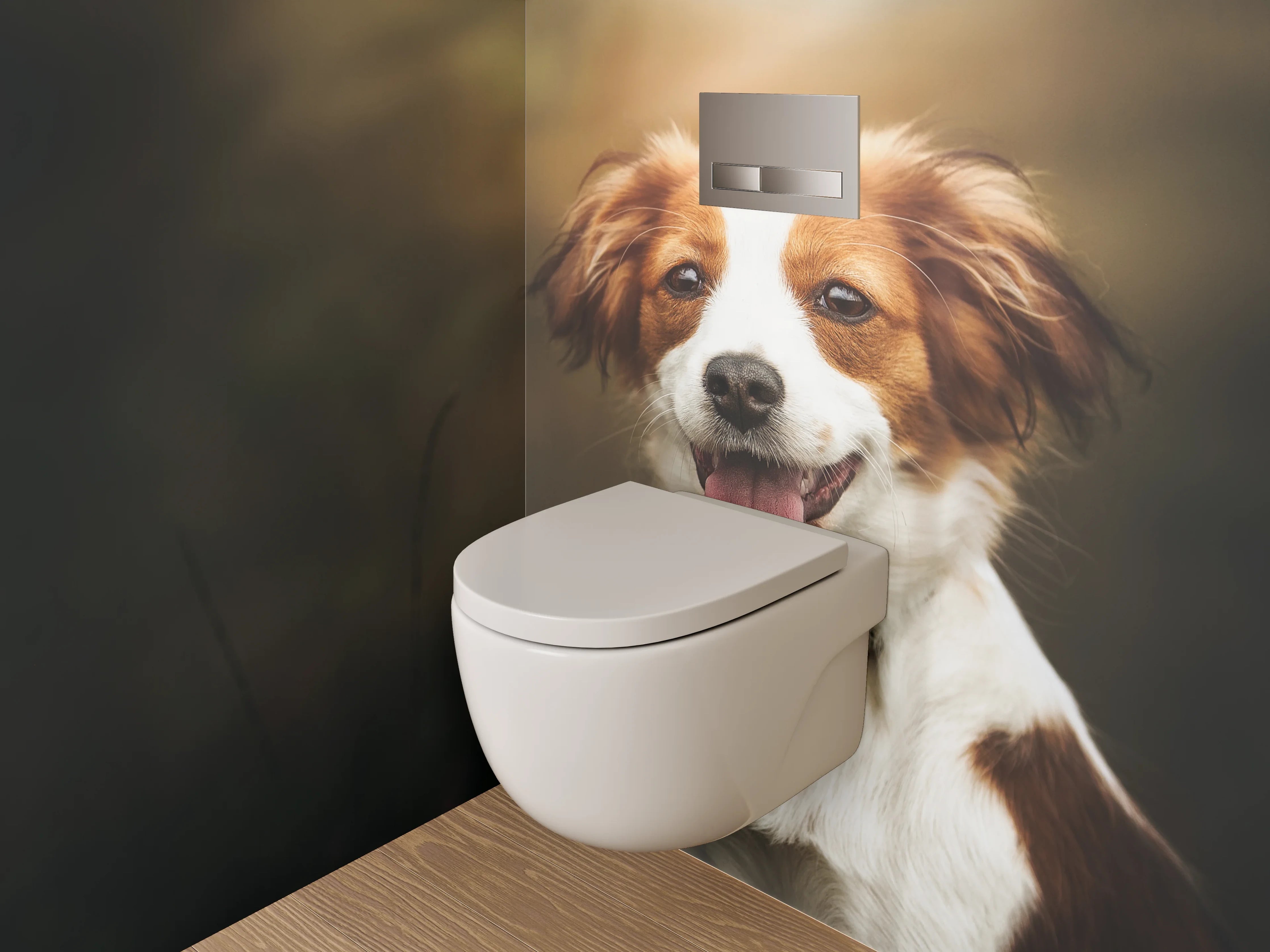 WC-Rückwand - Fröhlicher Hund im Sonnenlicht