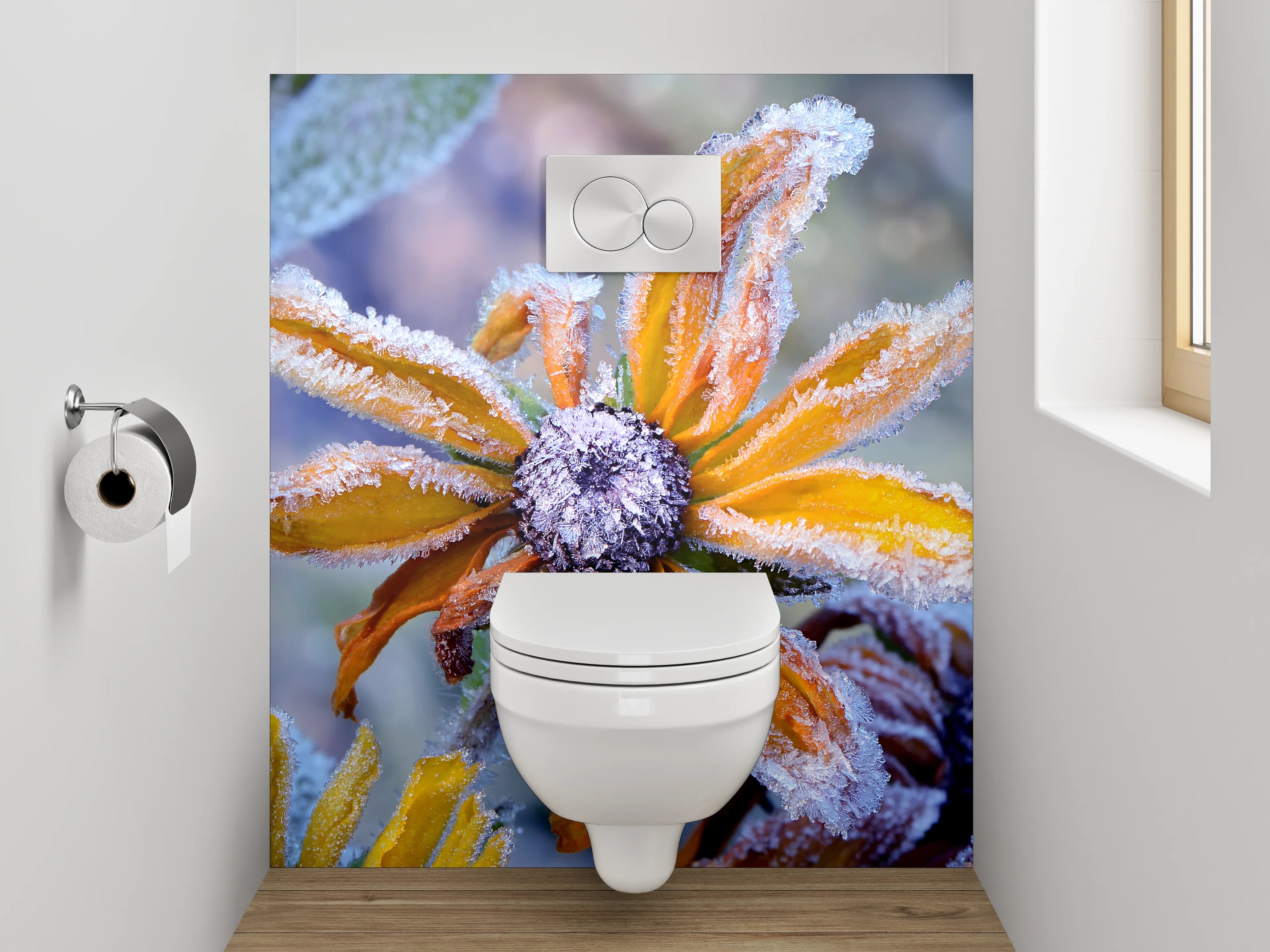 WC-Rückwand - Frostige Herbstblume Naturfoto