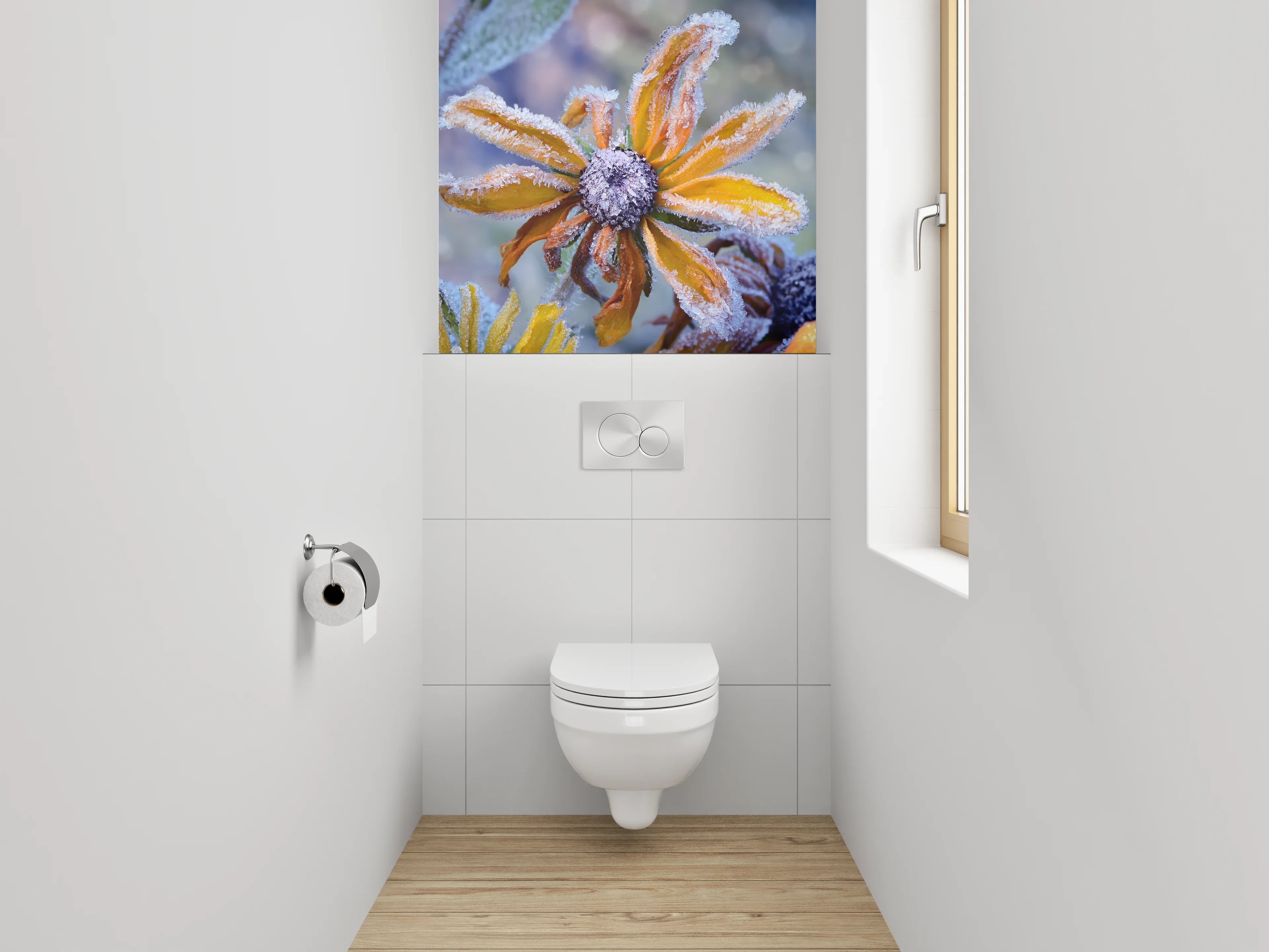 WC-Rückwand - Frostige Herbstblume Naturfoto