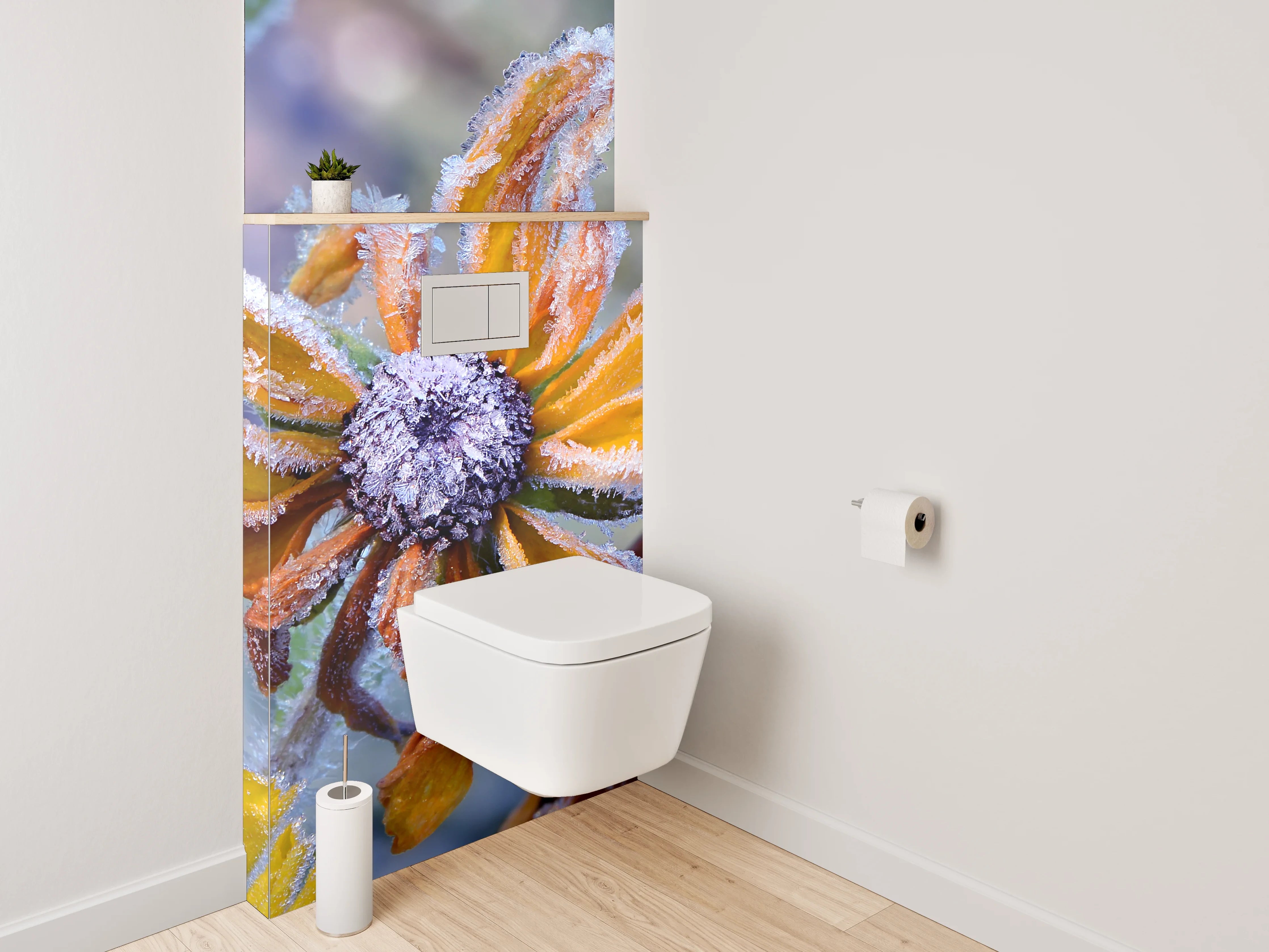 WC-Rückwand - Frostige Herbstblume Naturfoto