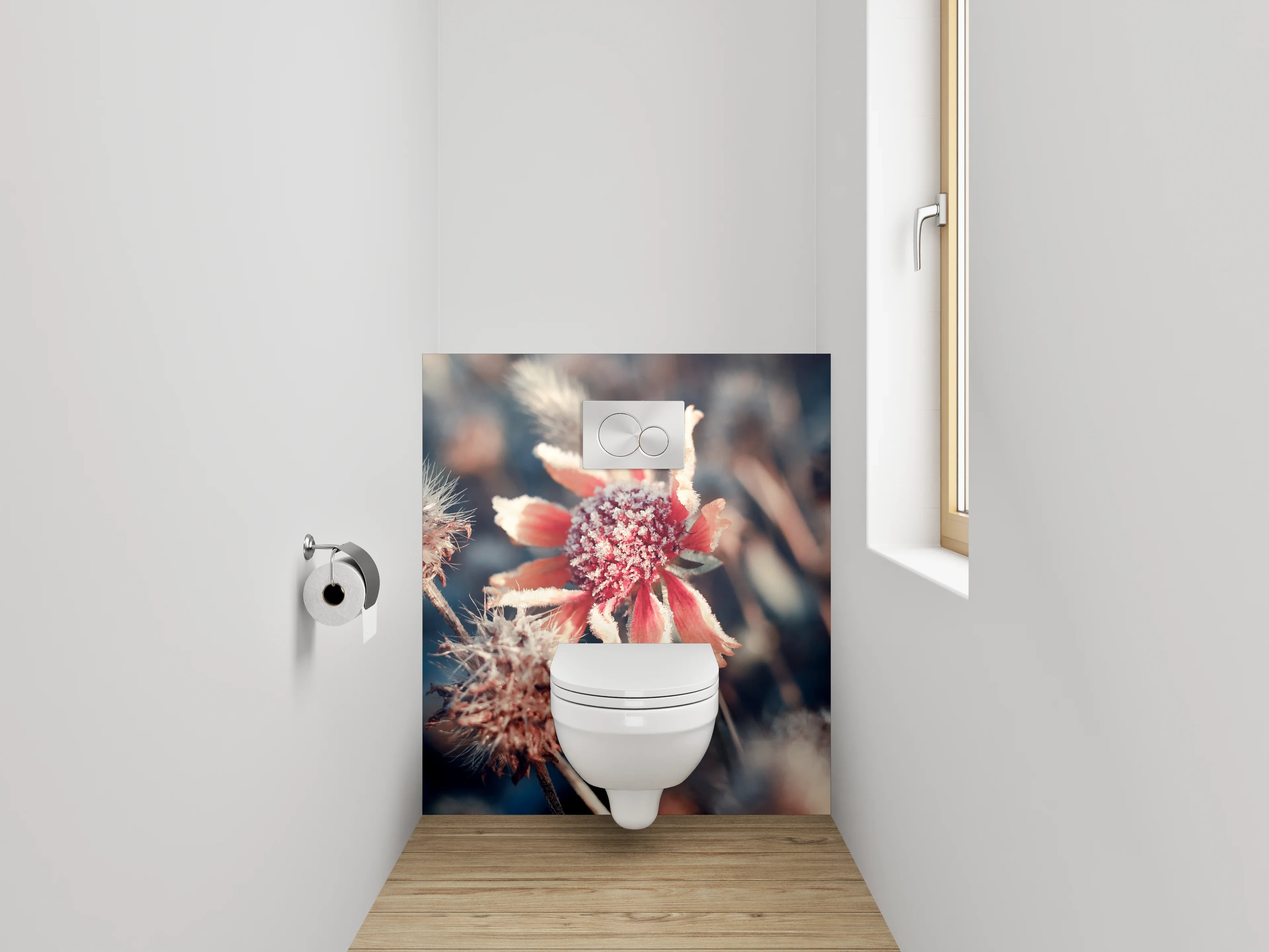 WC-Rückwand - Frostige Wildblume im Winterlicht
