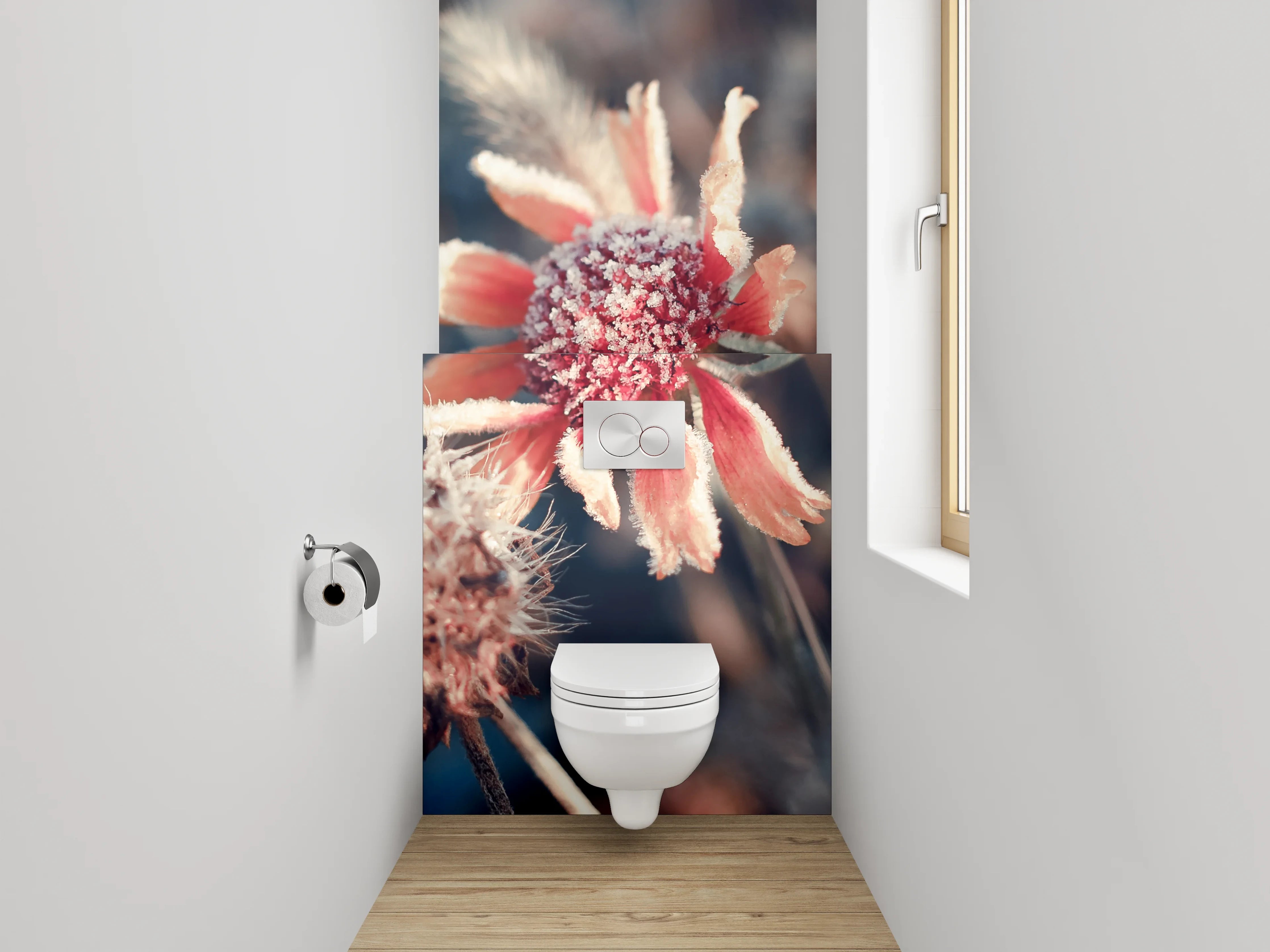 WC-Rückwand - Frostige Wildblume im Winterlicht
