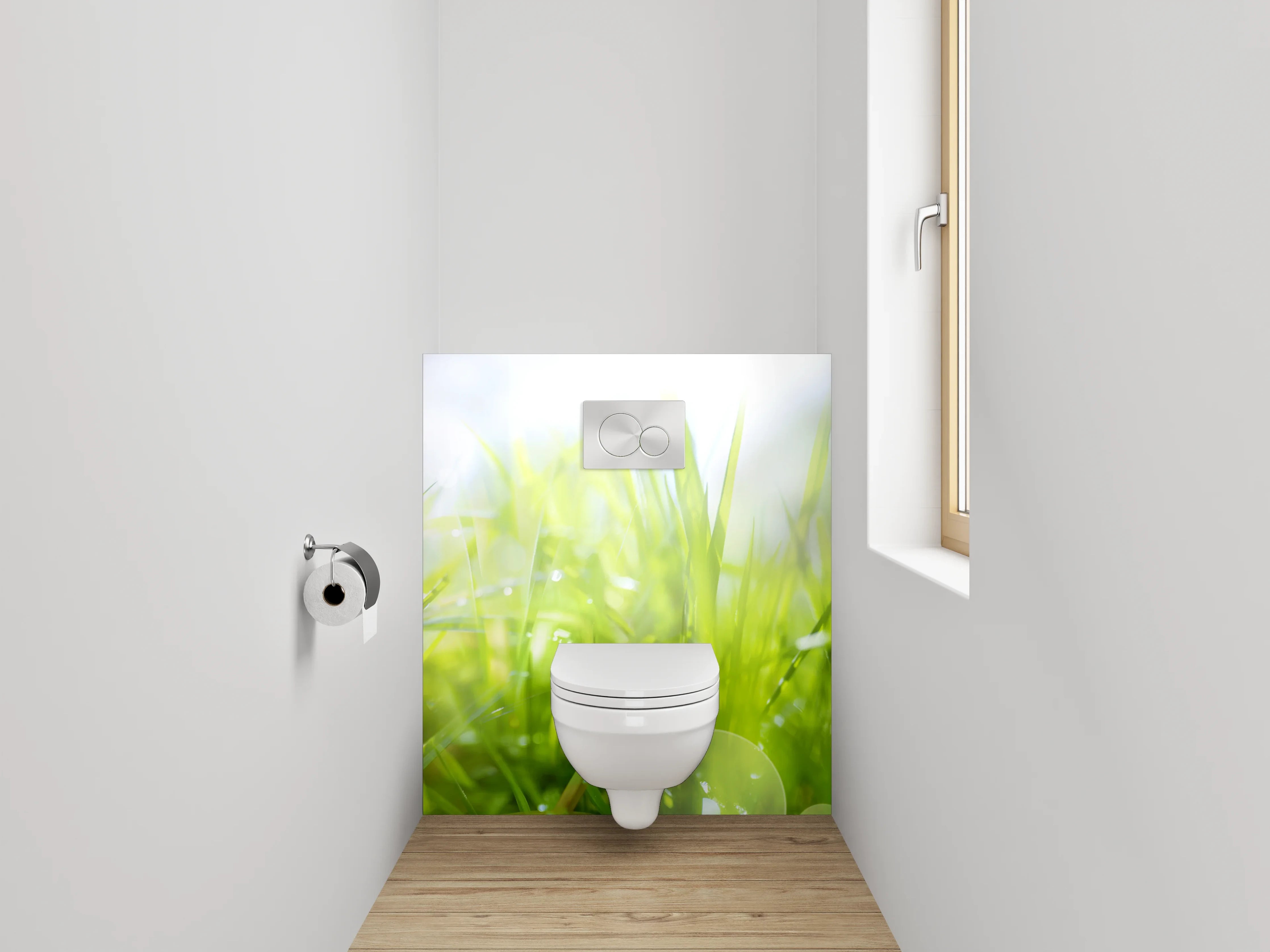 WC-Rückwand - Frühlingswiese mit Löwenzahn im Sonnenlicht