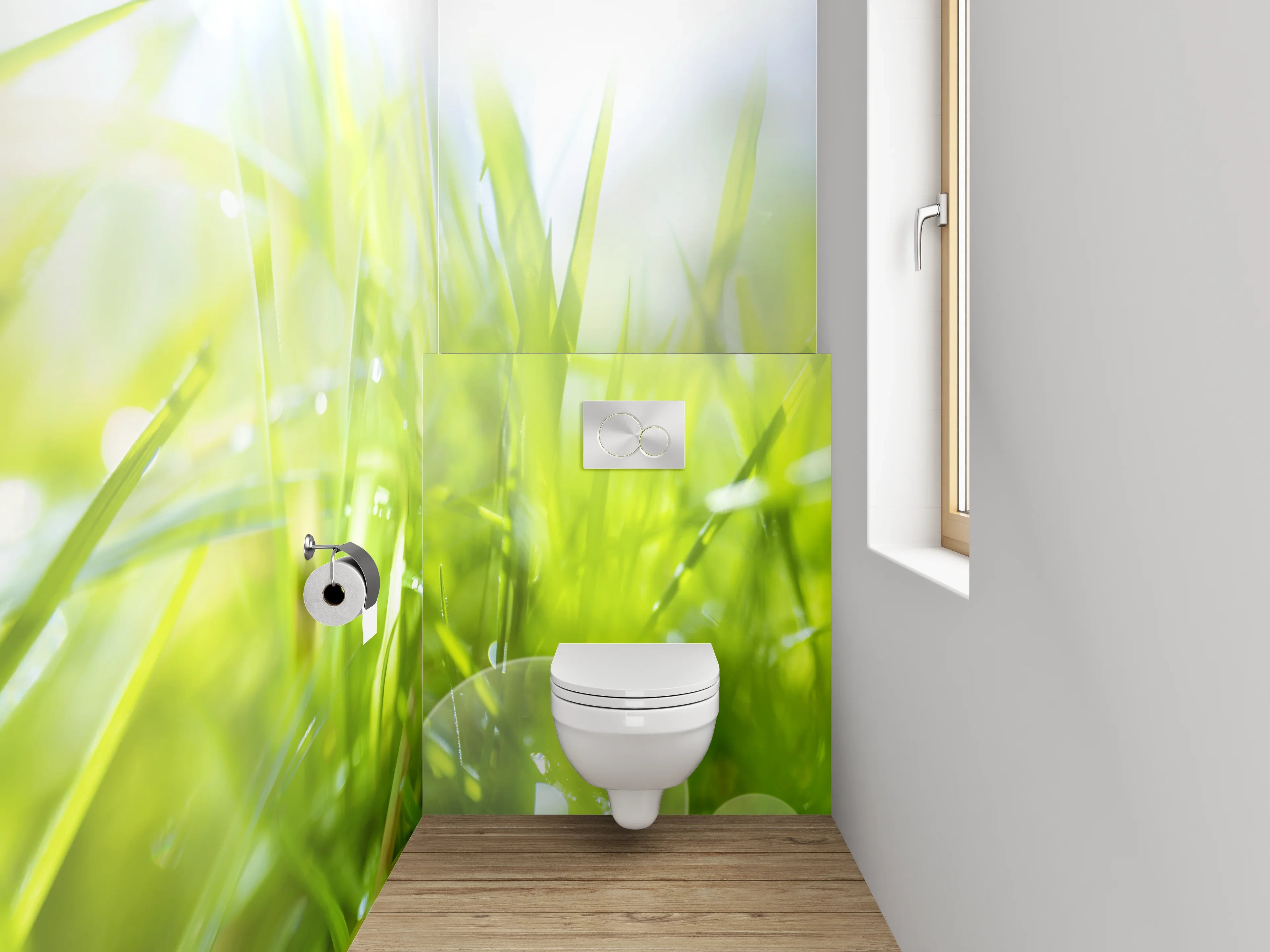 WC-Rückwand - Frühlingswiese mit Löwenzahn im Sonnenlicht