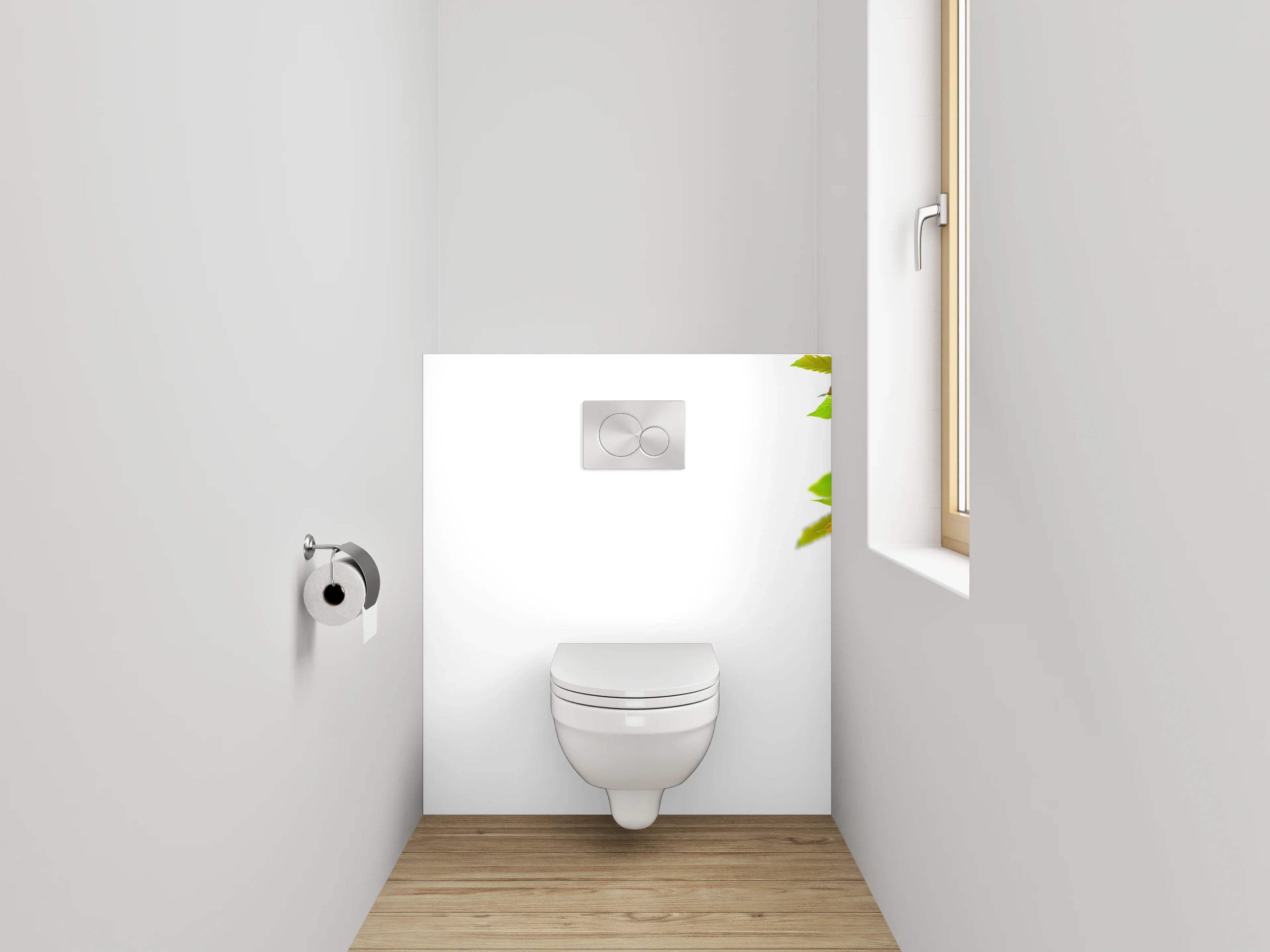 WC-Rückwand - Frühlingszweige mit Blüten auf Weiß