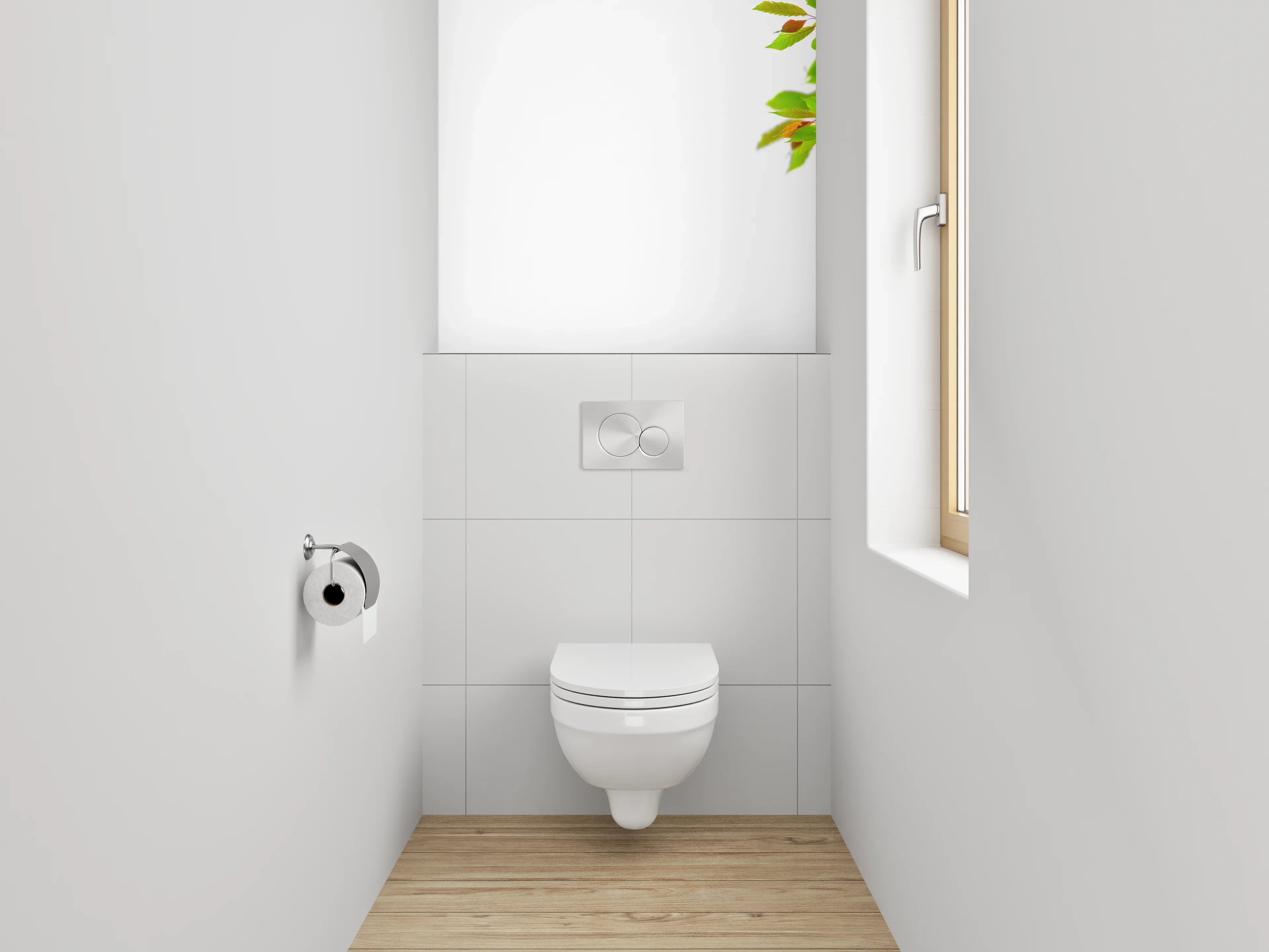 WC-Rückwand - Frühlingszweige mit Blüten auf Weiß