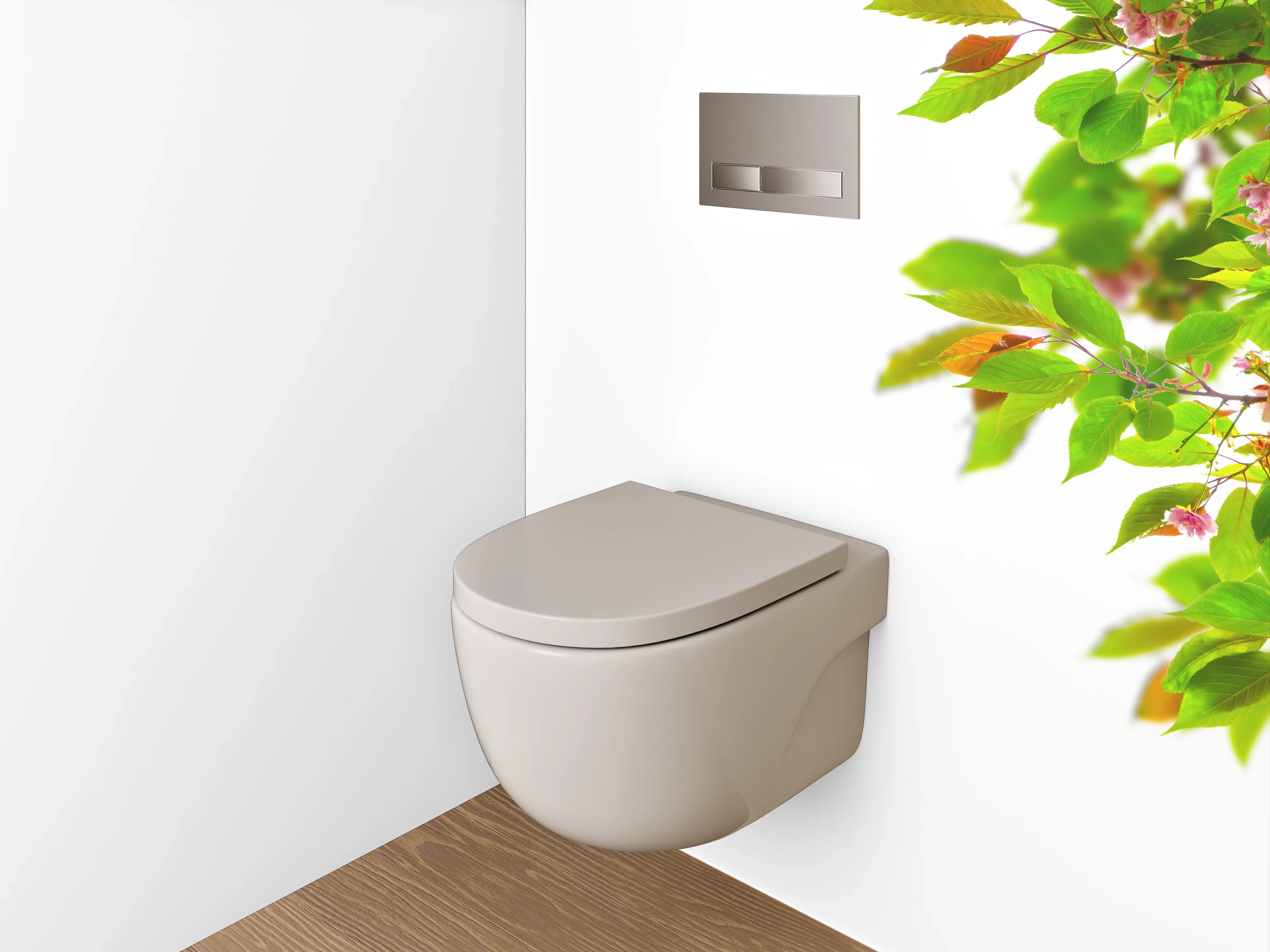 WC-Rückwand - Frühlingszweige mit Blüten auf Weiß