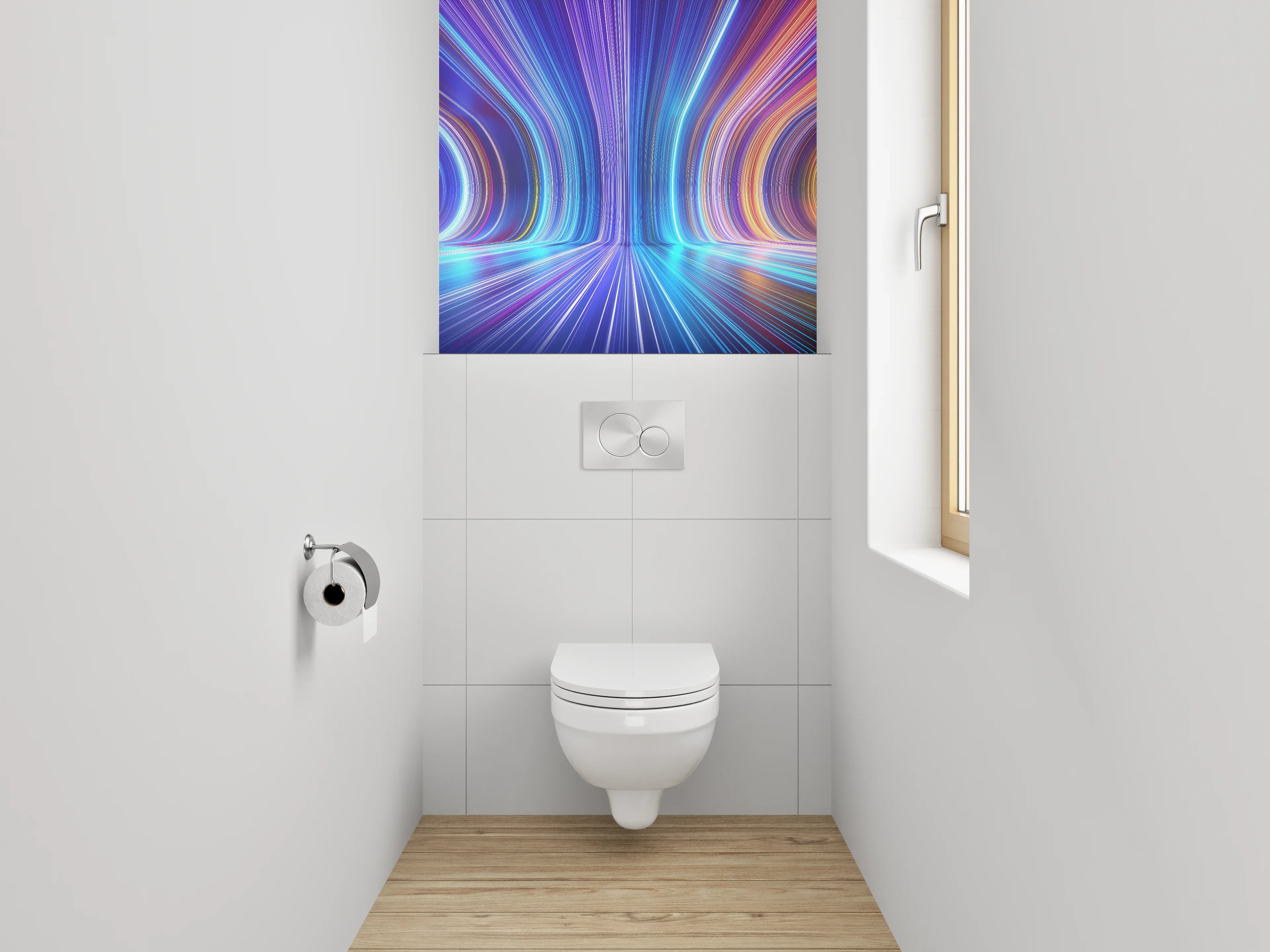 WC-Rückwand - Futuristische Lichtlinien Abstrakt