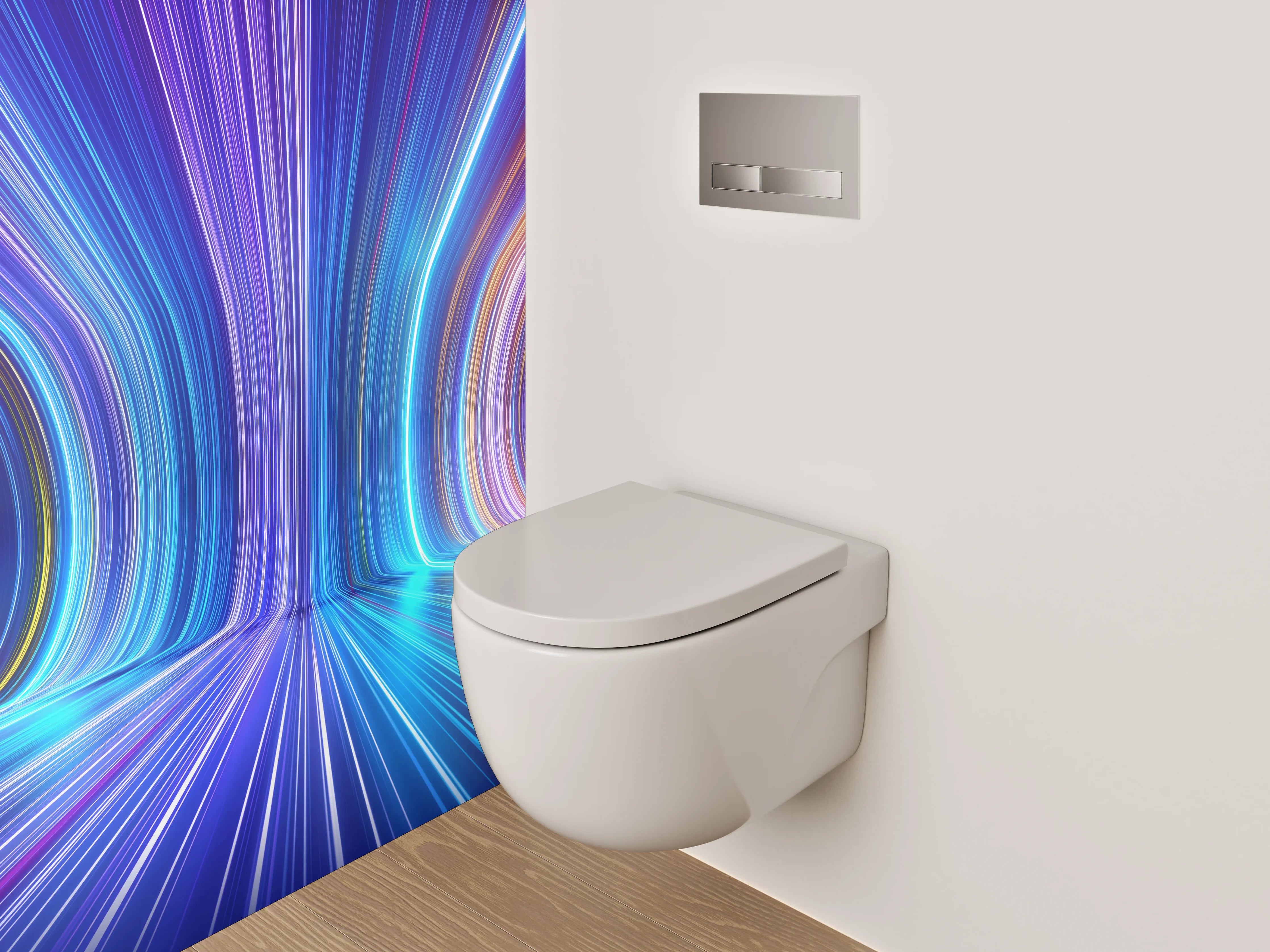 WC-Rückwand - Futuristische Lichtlinien Abstrakt