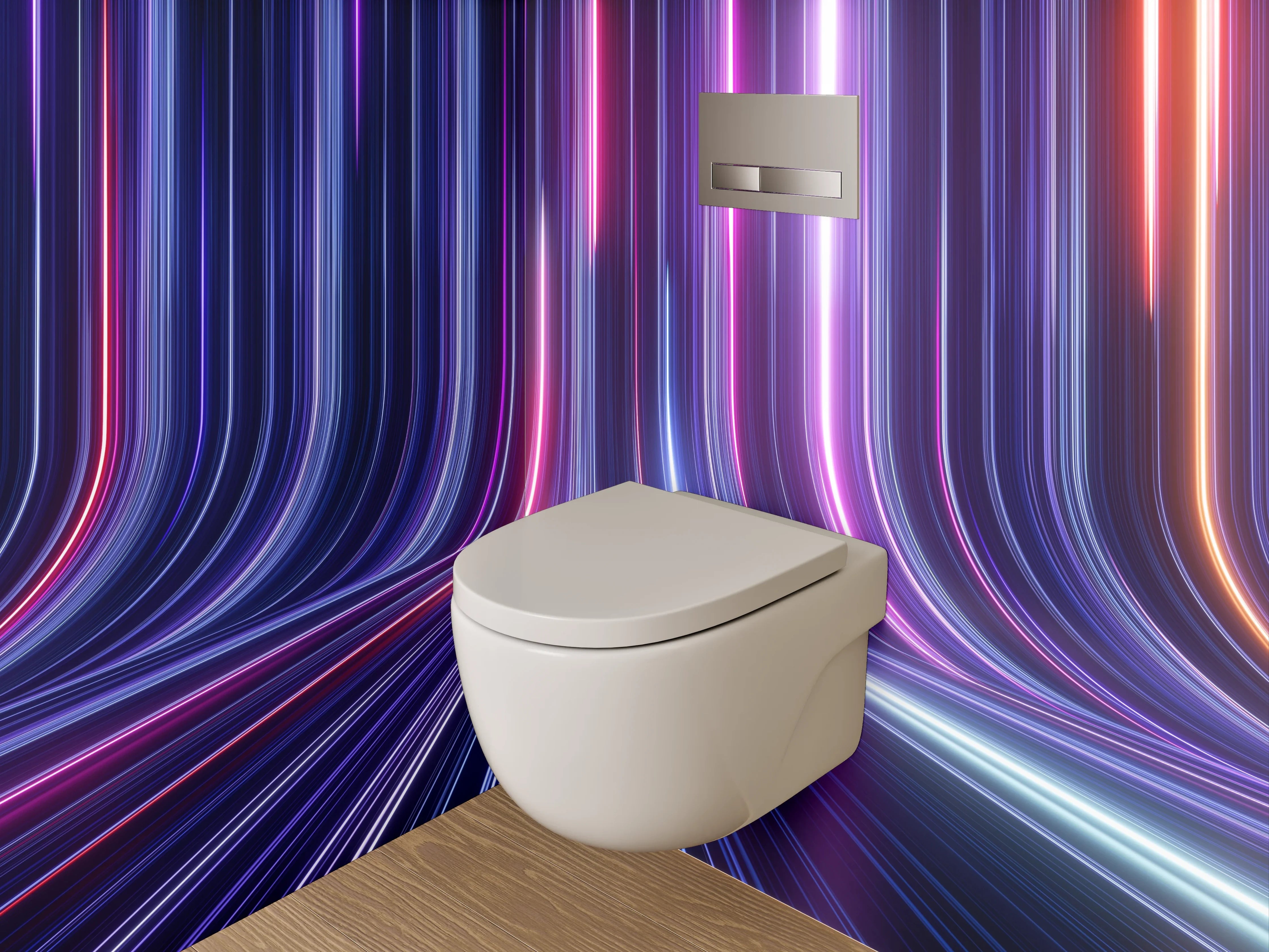 WC-Rückwand - Futuristische Neon-Lichtlinien Abstrakt