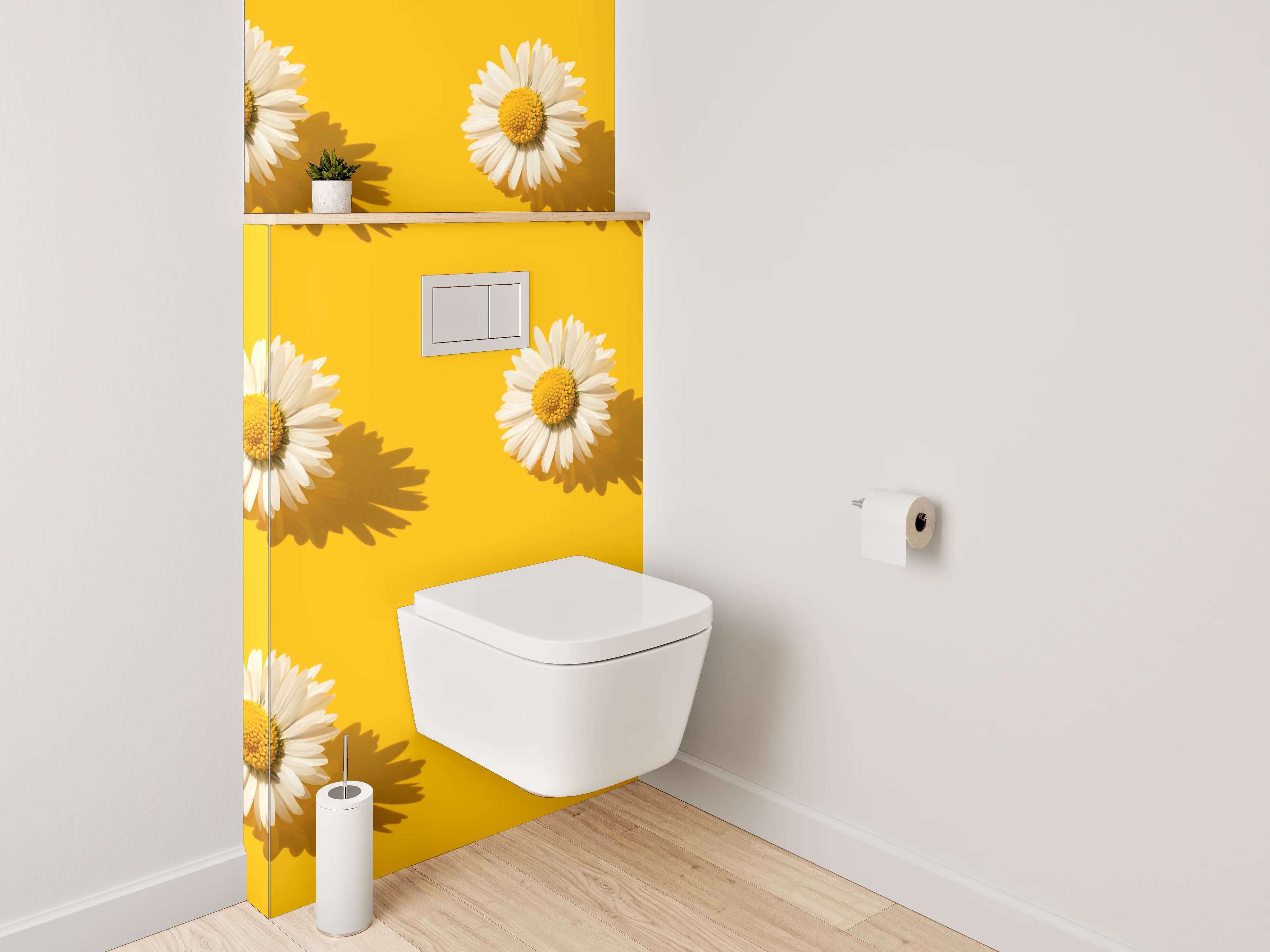 WC-Rückwand - Gänseblümchen Muster Gelb Blumen Trend