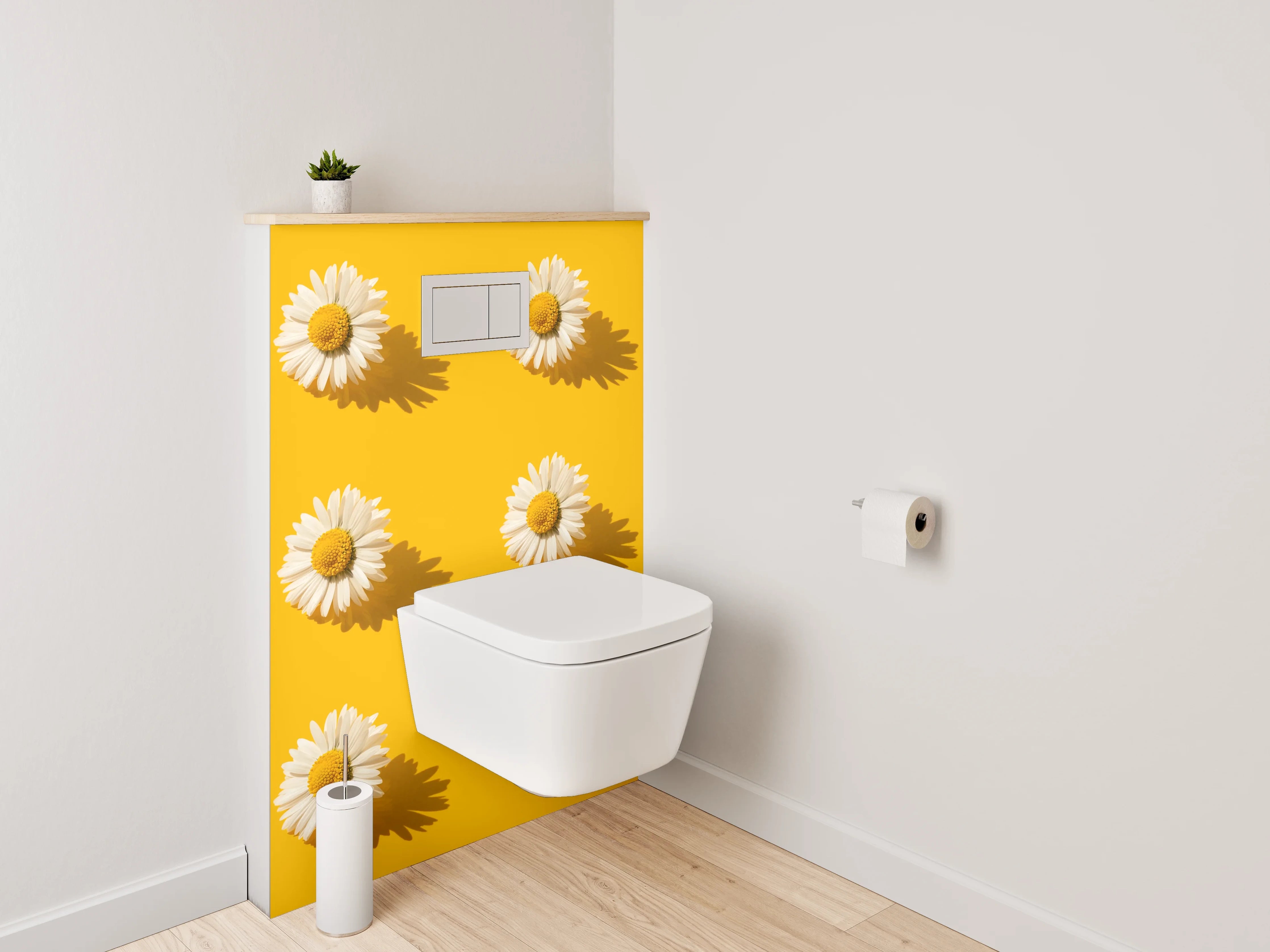 WC-Rückwand - Gänseblümchen Muster Gelb Blumen Trend