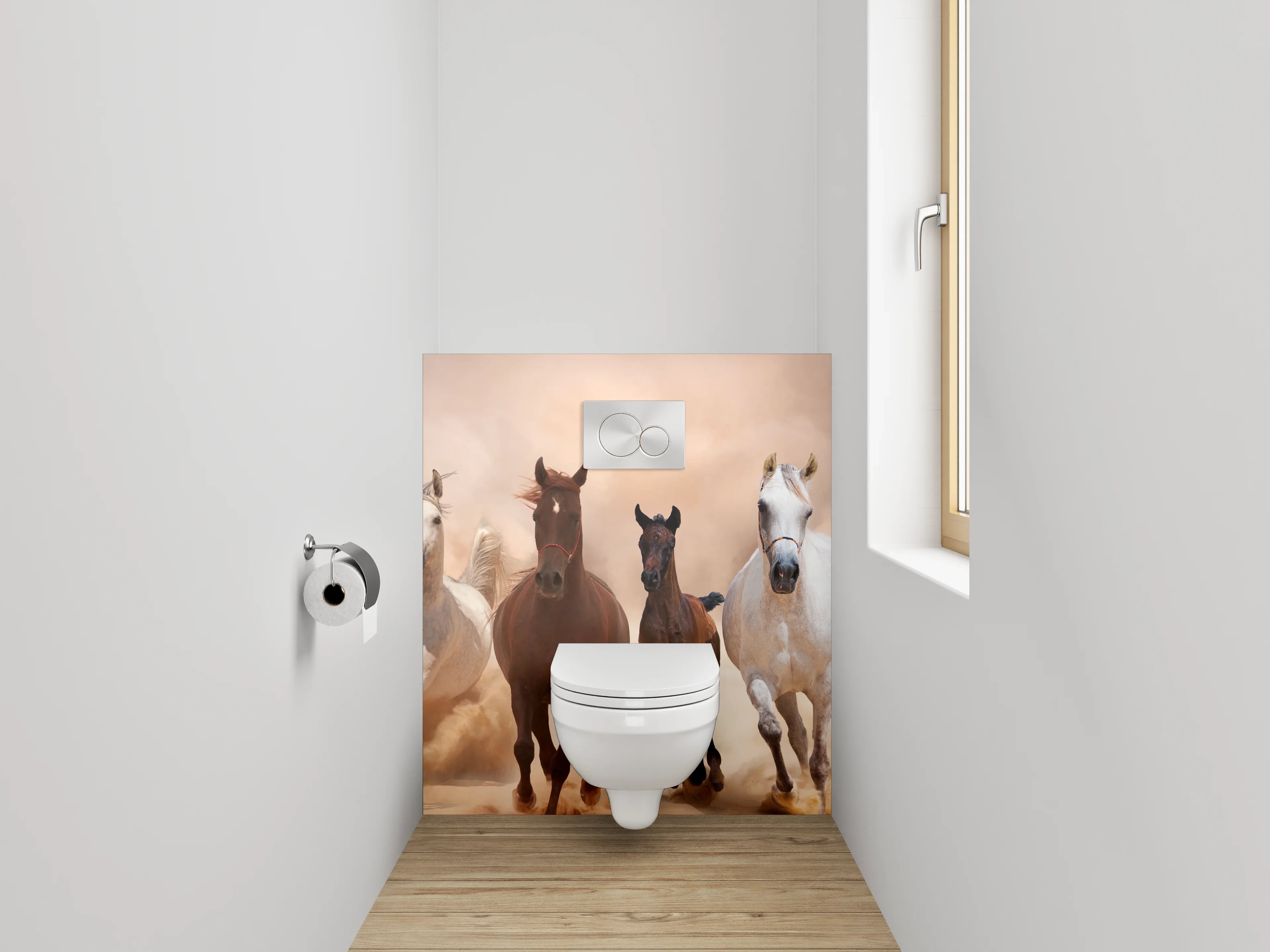 WC-Rückwand - Galoppierende Pferde in der Wüste