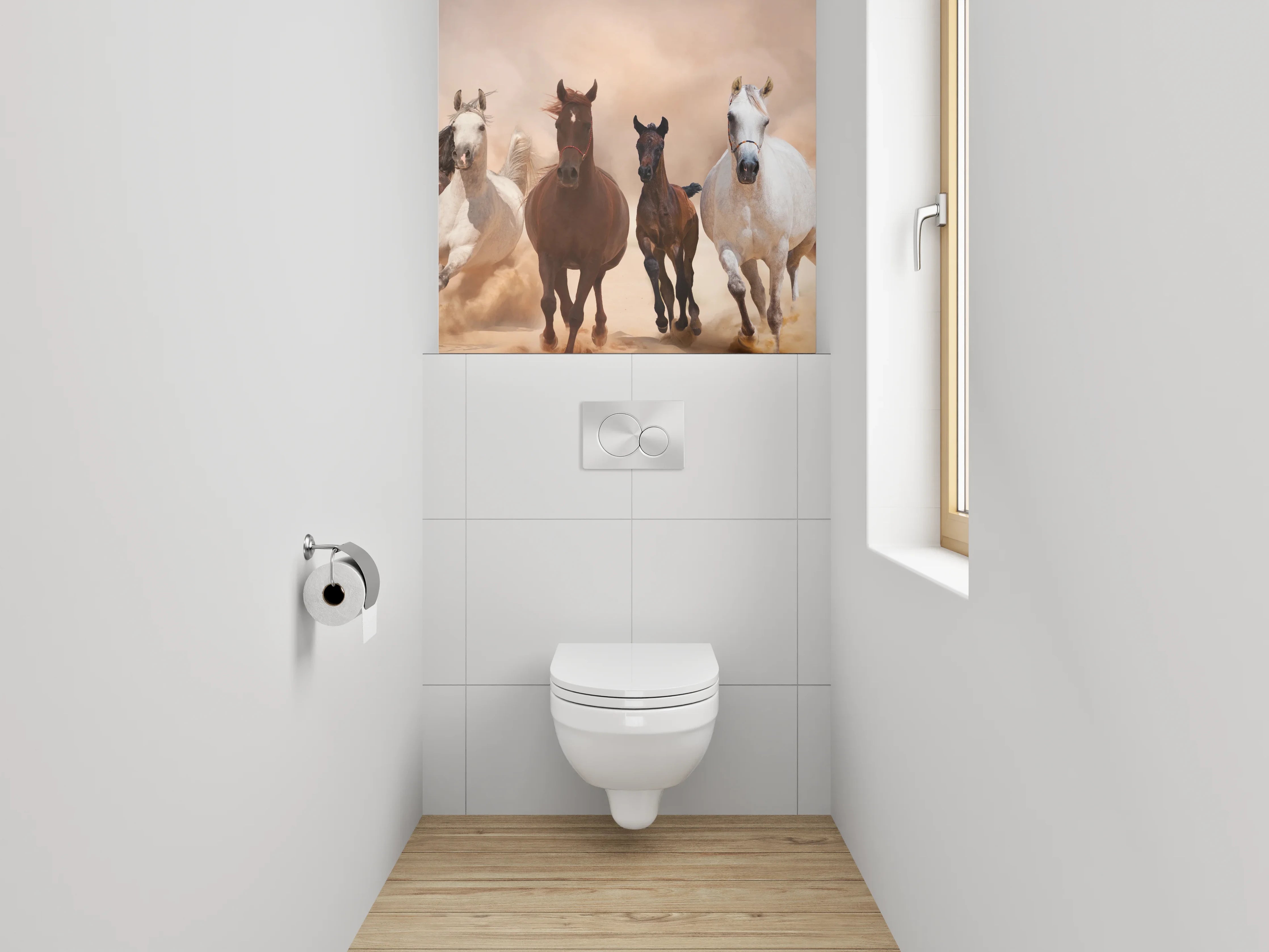 WC-Rückwand - Galoppierende Pferde in der Wüste