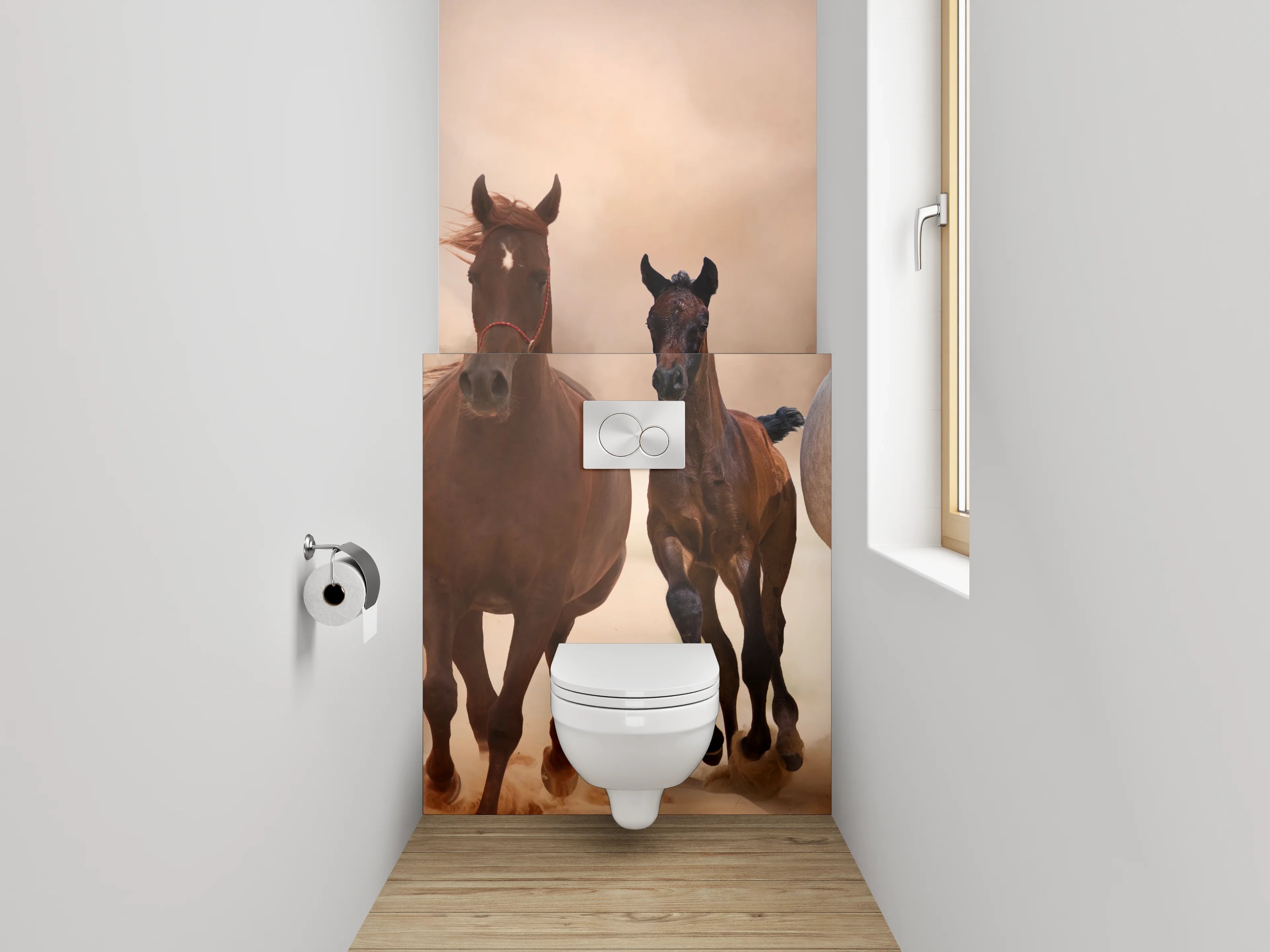 WC-Rückwand - Galoppierende Pferde in der Wüste