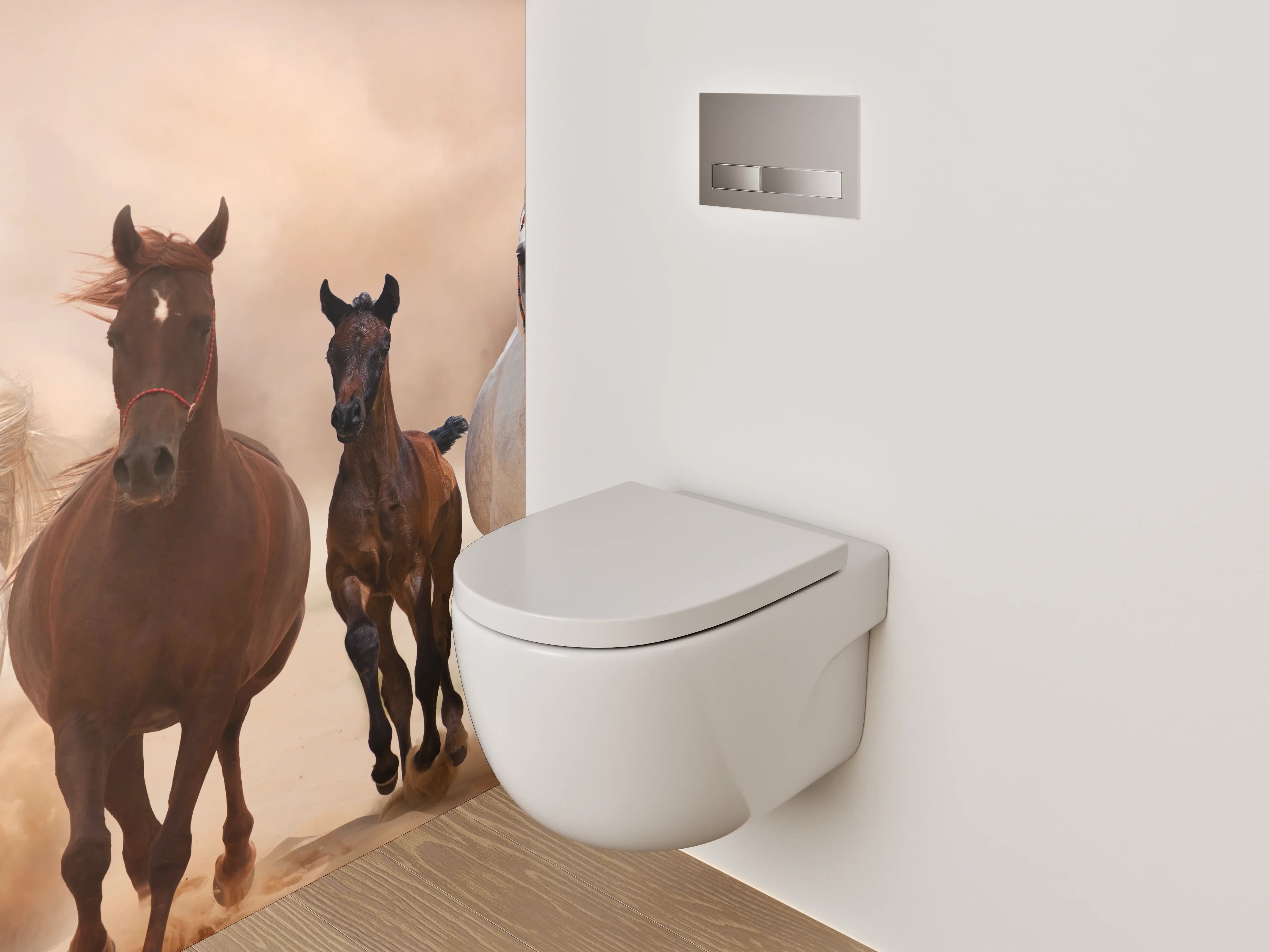 WC-Rückwand - Galoppierende Pferde in der Wüste